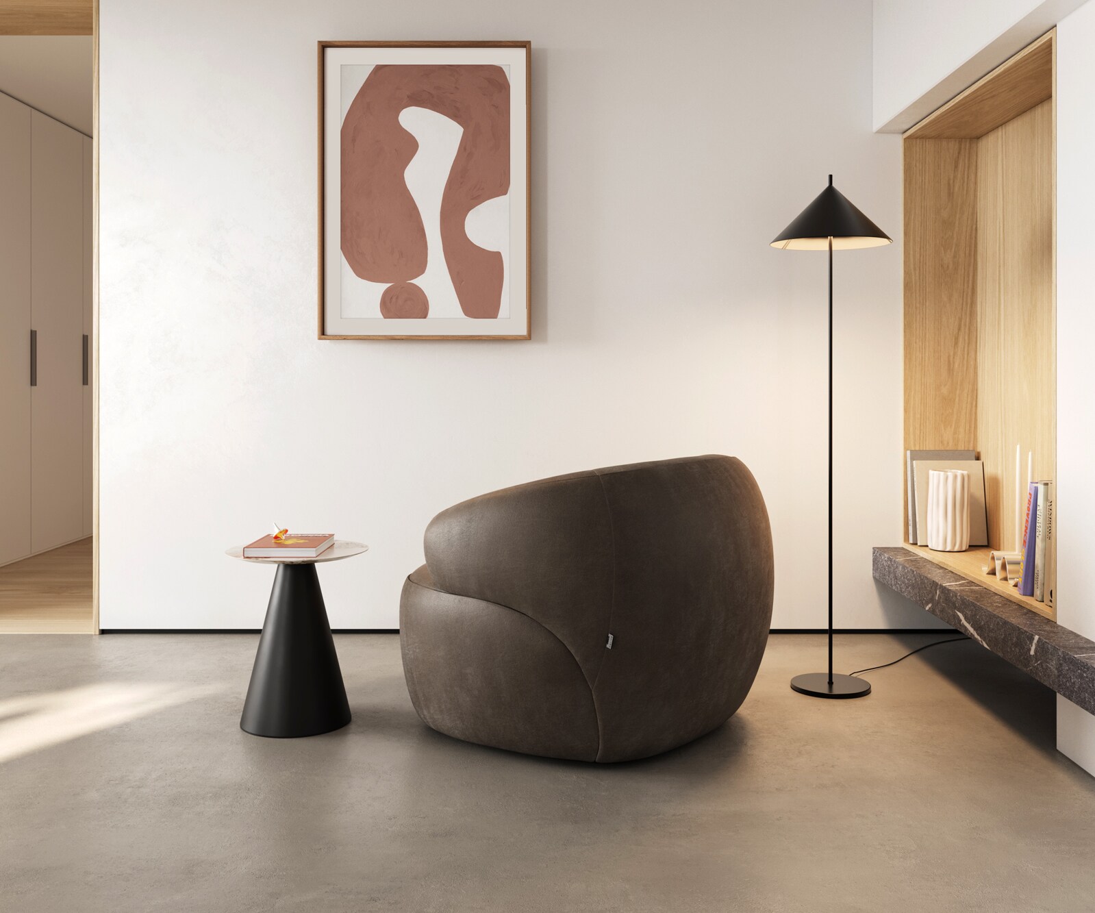 Loungesessel Nova 88x88 cm Mikrofaser Taupe Vintage 4