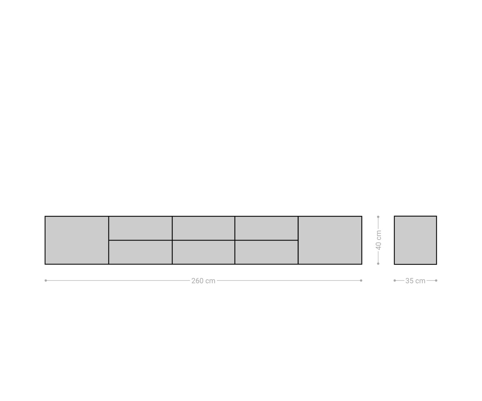 Lowboard Solu 260 cm Akazie Natur 2 Türen 6 Schübe schwebend 3D-Front 6 Lowboard Solu 260 cm Akazie Natur 2 Türen 6 Schübe schwebend 3D-Front 6