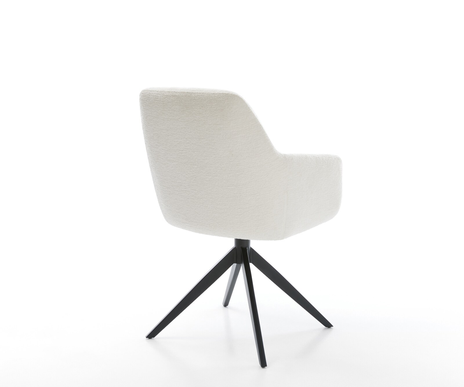 Drehstuhl Pejo-Flex Bouclé Soft Beige Kreuzgestell breit Schwarz 360° drehbar Wippfunktion Taschenfederkern 4