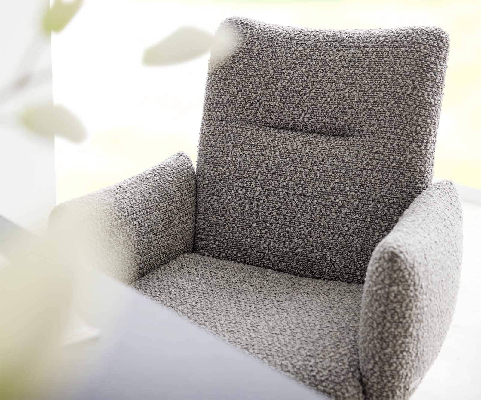 Drehstuhl Jova-Flex mit Armlehnen Bouclé Silbergrau Holzgestell kantig Natur 180° drehbar Taschenfederkern 3 Drehstuhl Jova-Flex mit Armlehnen Bouclé Silbergrau Holzgestell kantig Natur 180° drehbar Taschenfederkern 3