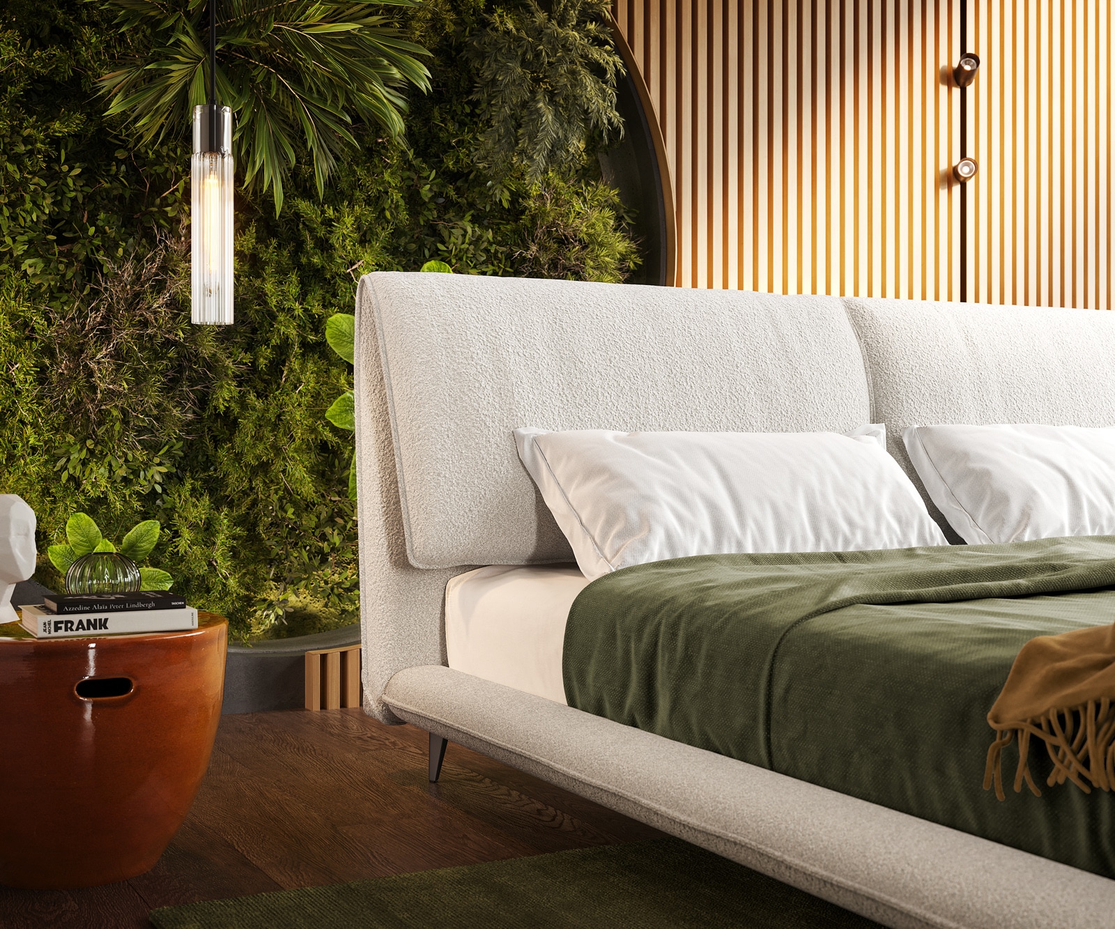 Polsterbettgestell Cusino 180x200 cm Bouclé Creme-Weiß 4 Polsterbettgestell Cusino 180x200 cm Bouclé Creme-Weiß 4