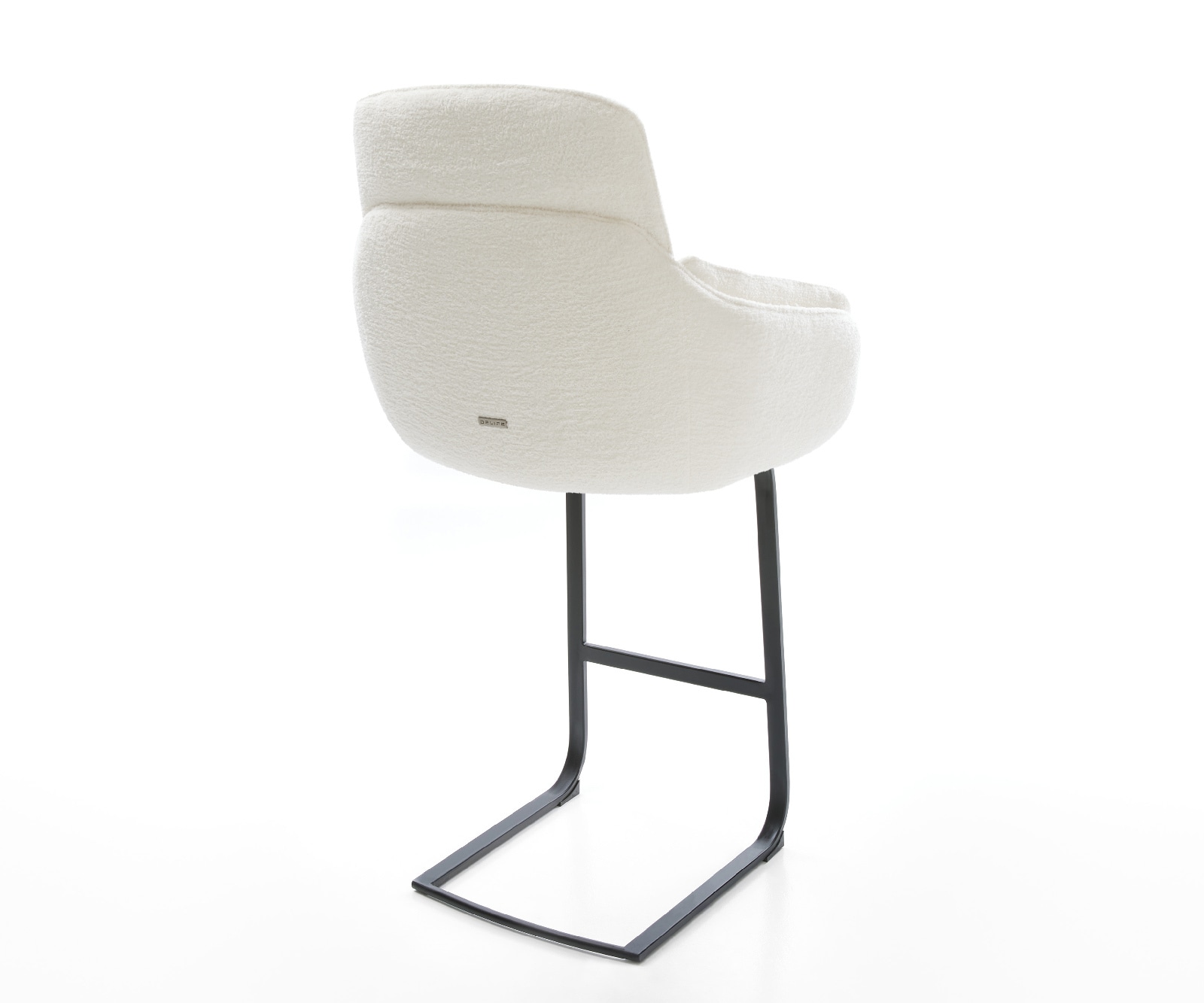 Barstuhl Luan-Flex Bouclé Soft Beige Freischwinger Flach Metall Schwarz 4