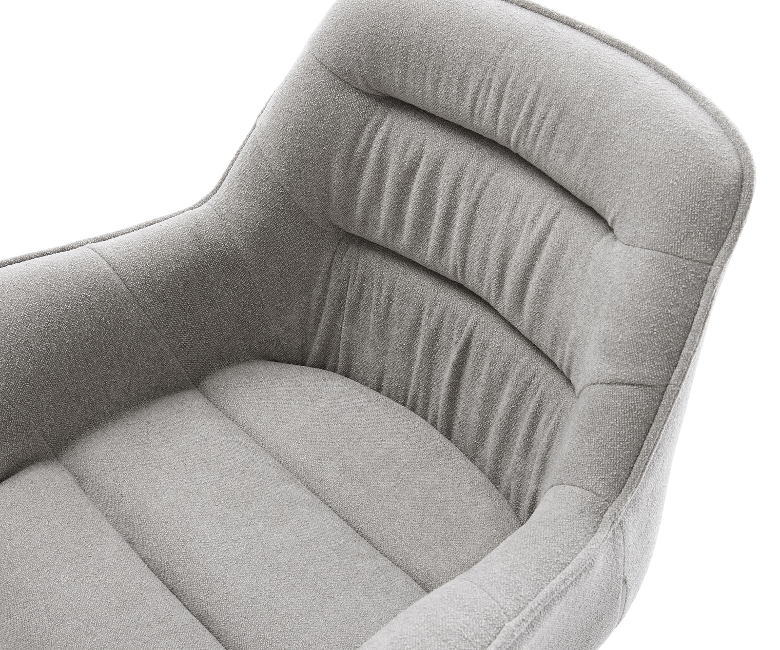 Drehstuhl Kaira-Flex Strukturstoff Soft Grau Kreuzgestell breit Schwarz 360° drehbar Wippfunktion 3