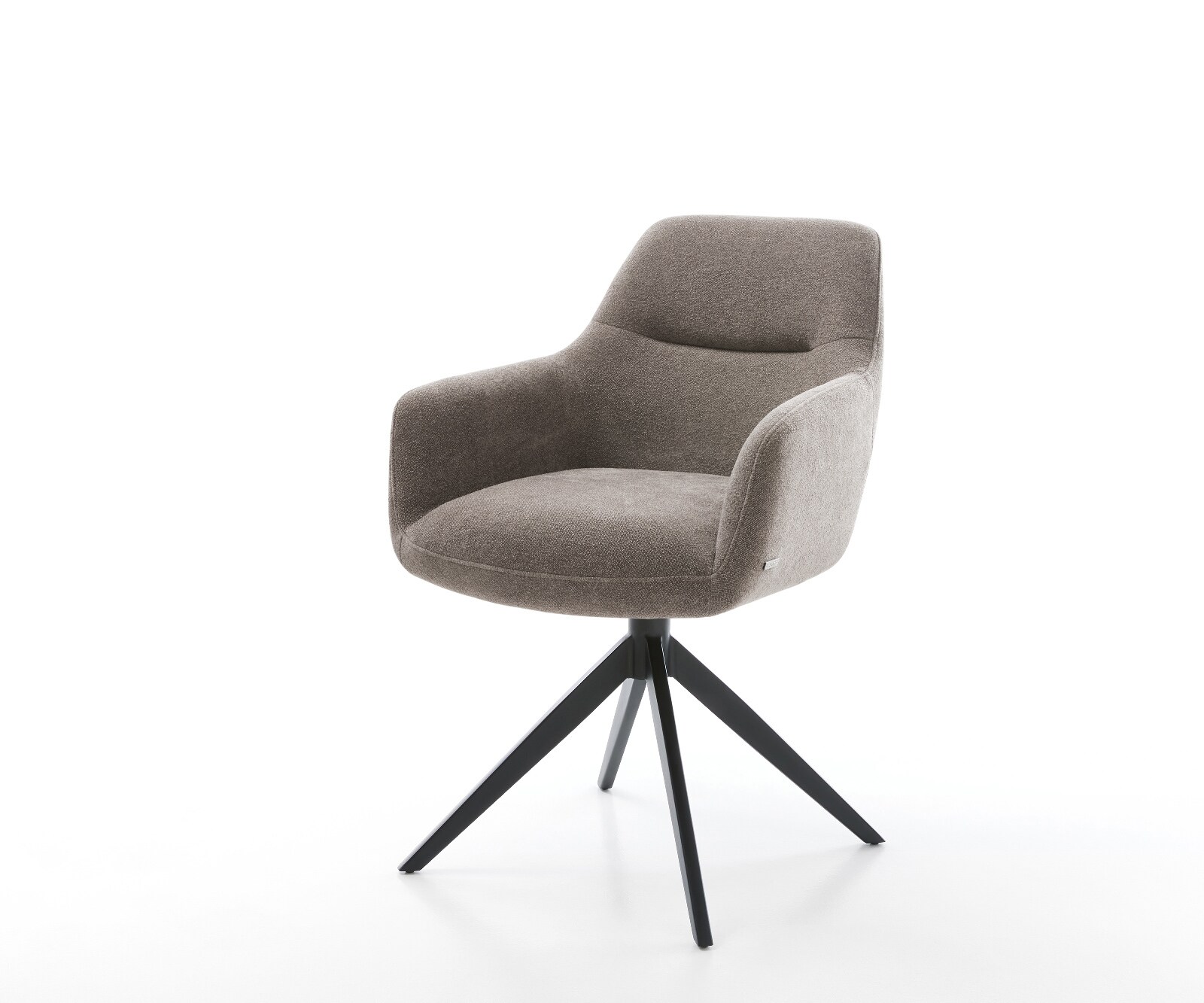 Drehstuhl Pejo-Flex Strukturstoff Soft Taupe Kreuzgestell breit Schwarz 360° drehbar Wippfunktion Taschenfederkern