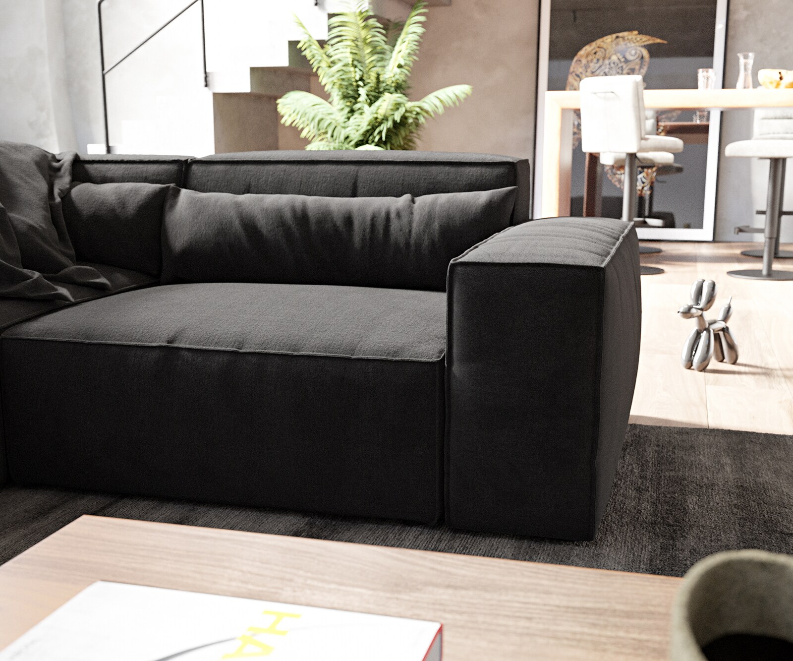Wohnlandschaft Sirpio 300x200 cm Mikrofaser Schwarz Recamiere variabel 6