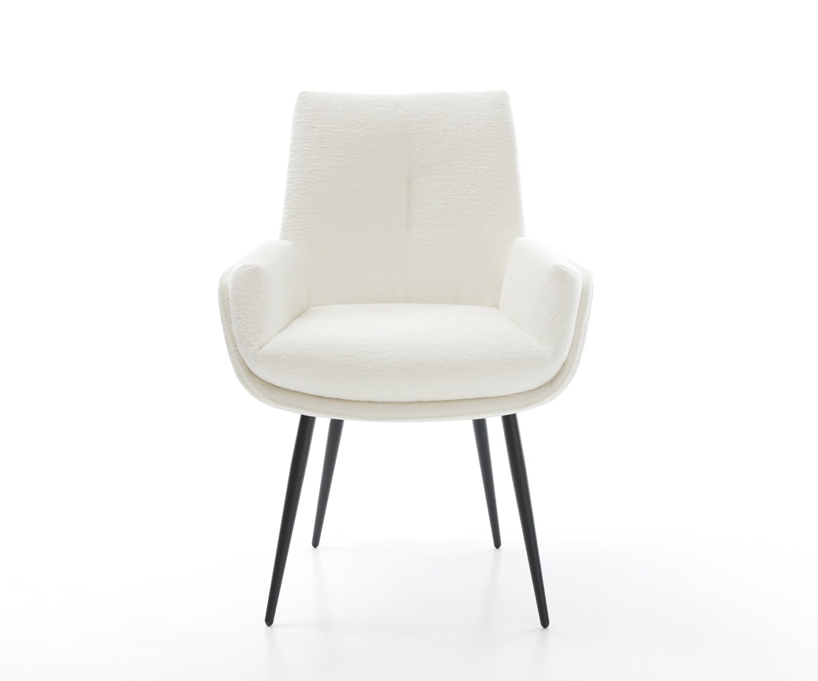 Esszimmerstuhl Clea-Flex Bouclé Soft Beige 4-Fuß konisch Schwarz 1