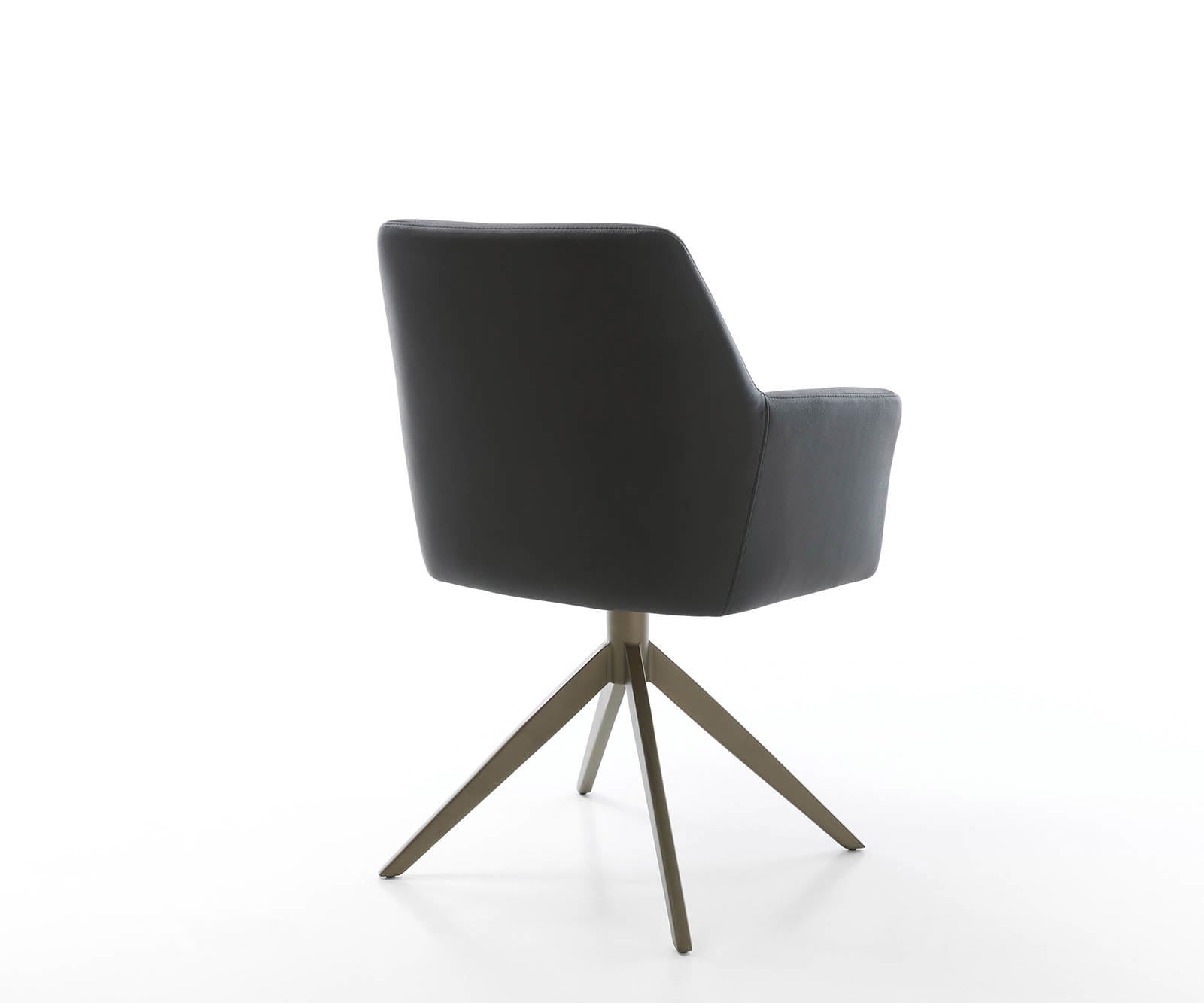 Drehstuhl Xana-Flex mit Armlehnen Echt-Leder Schwarz Kreuzgestell breit Effektfinish Titan 360° drehbar Taschenfederkern 4 Drehstuhl Xana-Flex mit Armlehnen Echt-Leder Schwarz Kreuzgestell breit Effektfinish Titan 360° drehbar Taschenfederkern 4