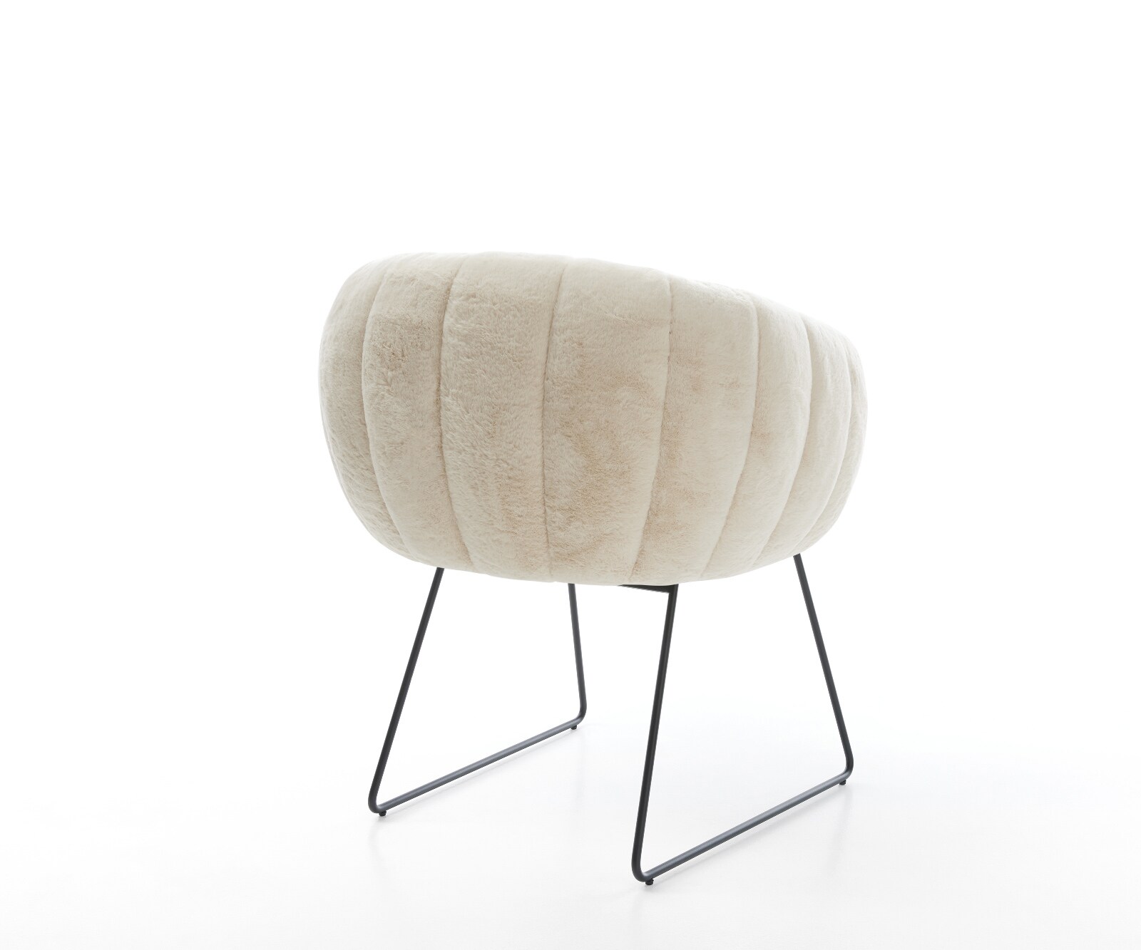 Esszimmerstuhl Jada-Flex Plüsch Creme-Weiß Kufengestell Schwarz Taschenfederkern 4