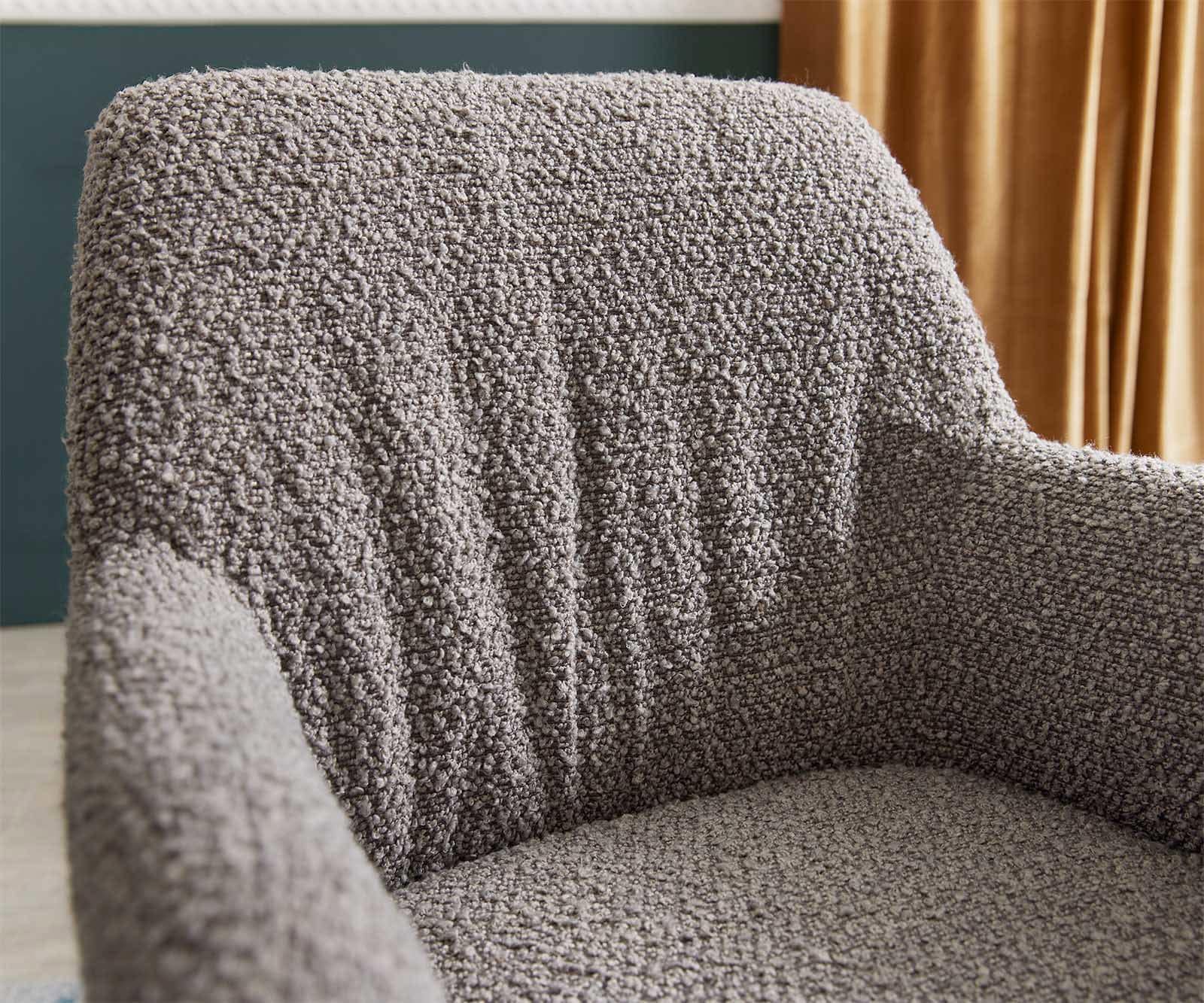 Esszimmerstuhl Xana-Flex mit Armlehnen Bouclé Silbergrau Kufengestell Edelstahl Taschenfederkern 3 Esszimmerstuhl Xana-Flex mit Armlehnen Bouclé Silbergrau Kufengestell Edelstahl Taschenfederkern 3