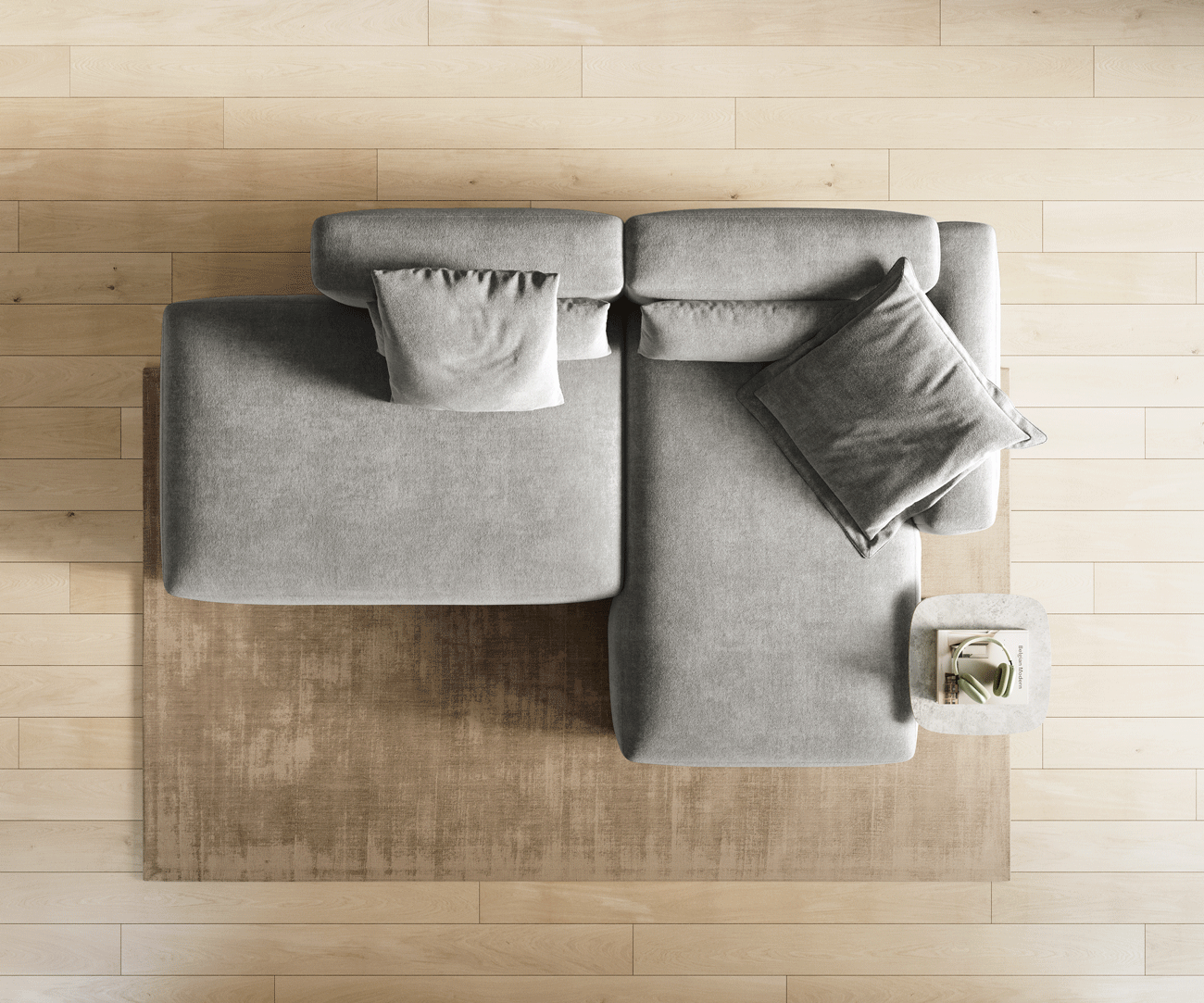 Ecksofa Freestyle 310x200 cm Strukturstoff Soft Grau Kappnaht 5