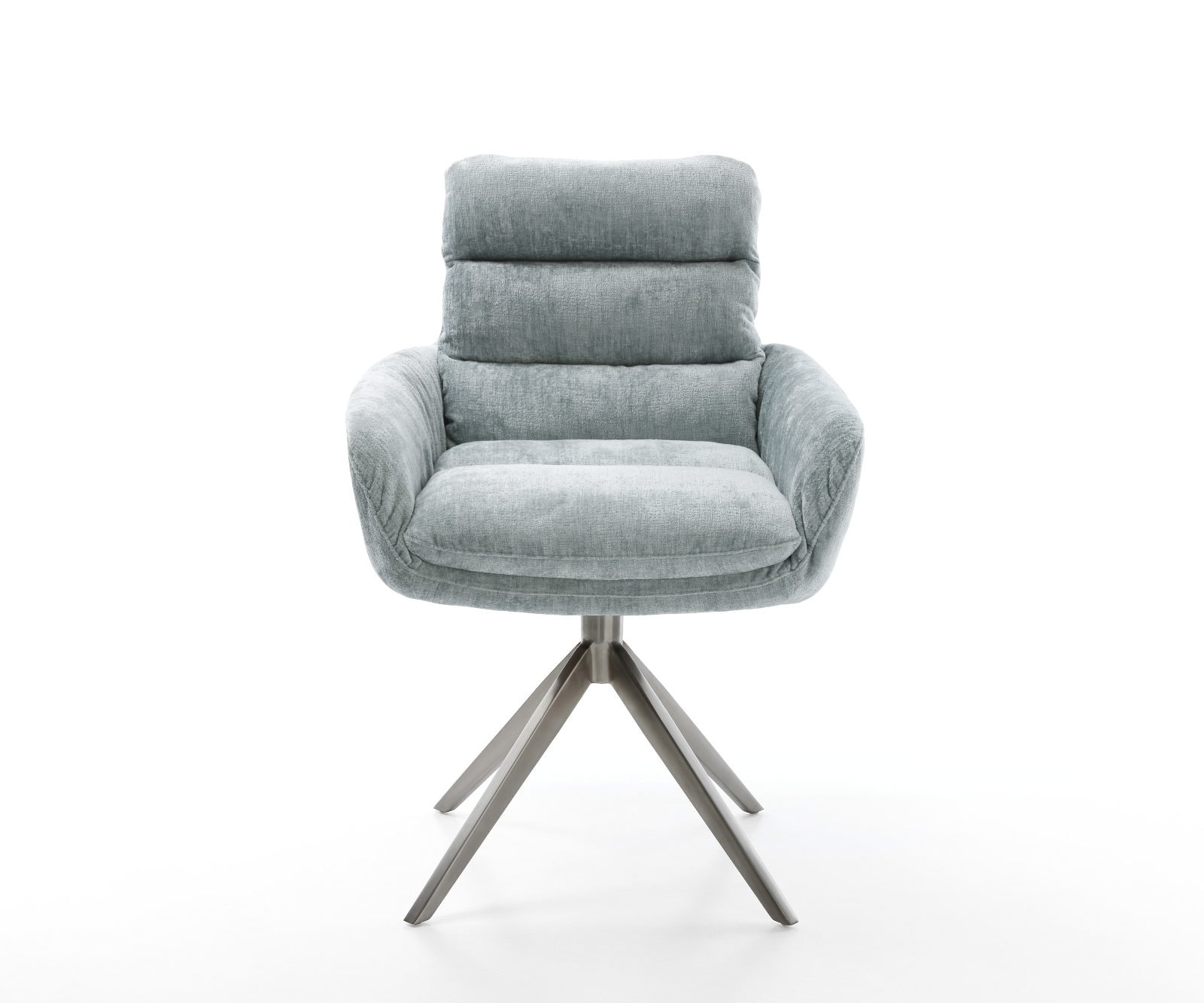 Drehstuhl Abelia-Flex mit Armlehnen Chenille Pastellblau Kreuzgestell breit Graphit 360° drehbar Wippfunktion 2