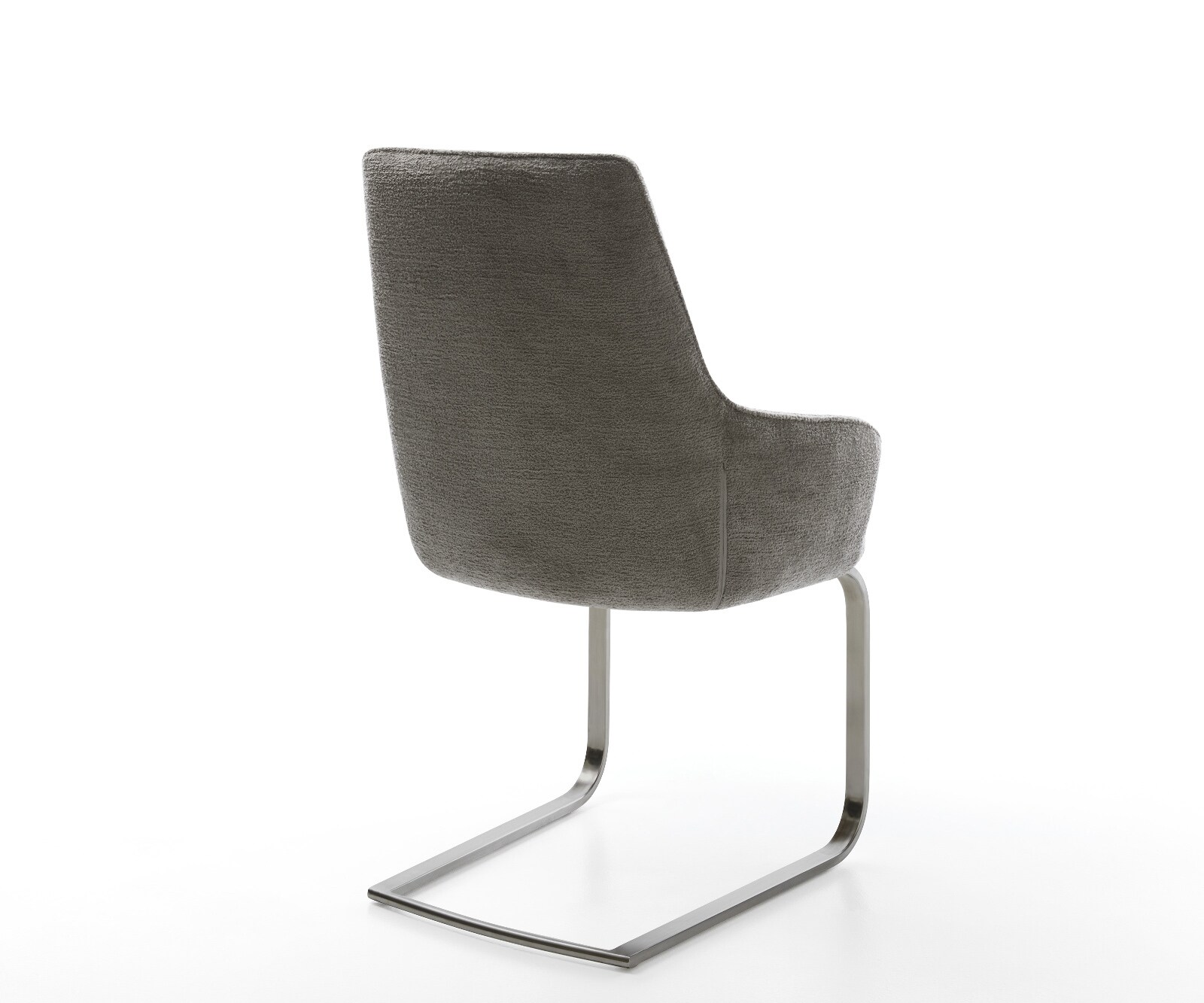 Freischwinger Zelia-Flex mit Armlehnen Bouclé Soft Schlamm Freischwinger flach Edelstahl Taschenfederkern 4