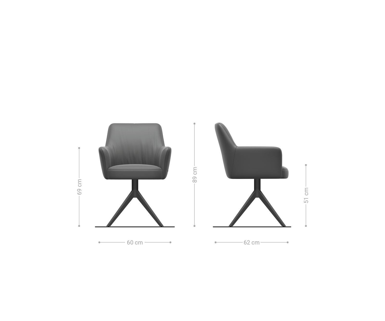 Drehstuhl Xana-Flex mit Armlehnen Mikrofaser Anthrazit Vintage Kreuzgestell breit Schwarz 360° drehbar Wippfunktion Taschenfederkern 6