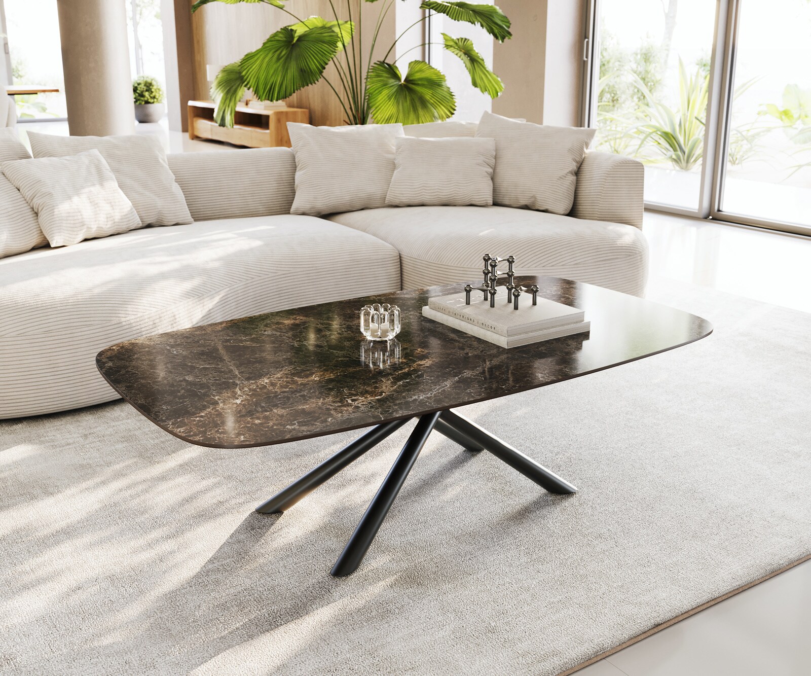 Couchtisch Edge Boot 140x80 cm Keramik Laminam® Emperador Extra Lucidato Du günstig online kaufen