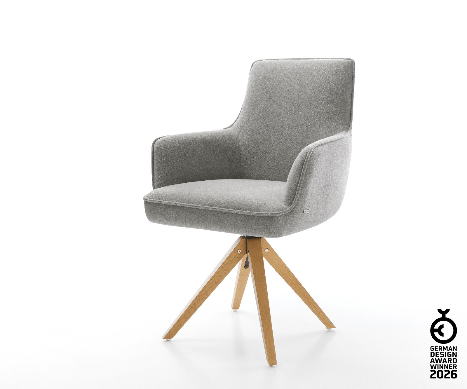 Drehstuhl Heira-Flex mit Armlehnen Strukturstoff Soft Grau Holzgestell kant günstig online kaufen