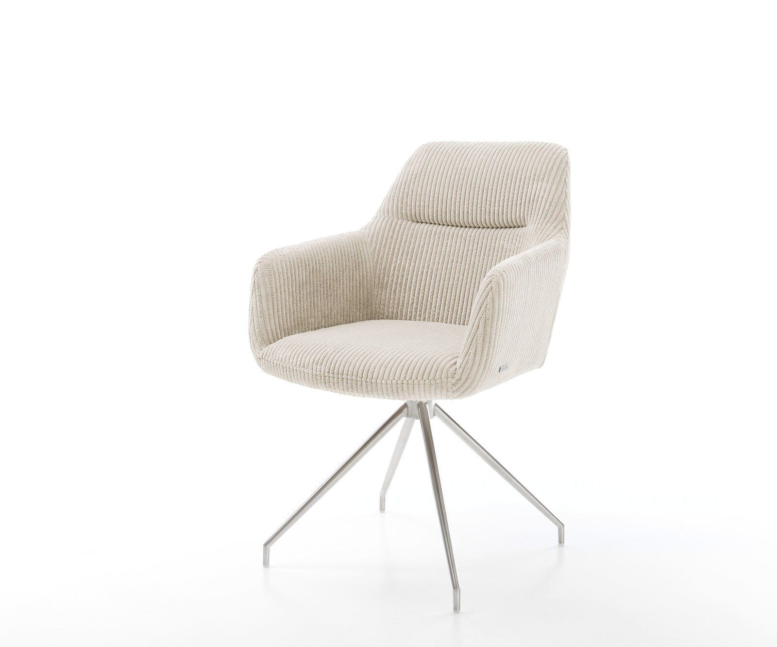 Esszimmerstuhl Pejo-Flex Cord Beige Kreuzgestell konisch Edelstahl Taschenfederkern