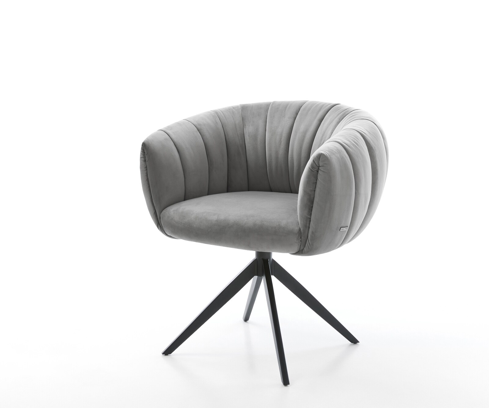 Drehstuhl Jada-Flex Samt Grau Kreuzgestell breit Schwarz 360° drehbar Wippfunktion Taschenfederkern 1