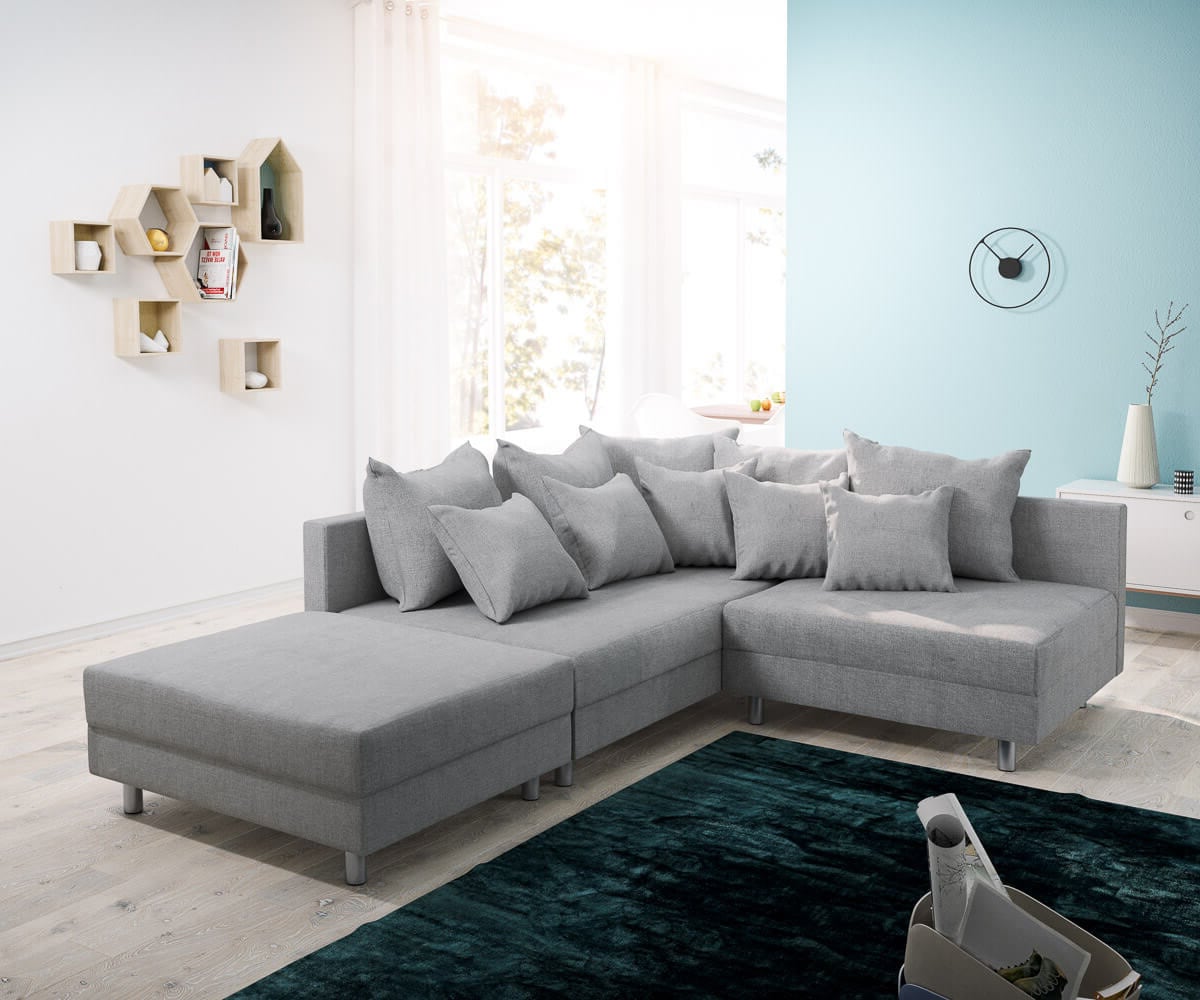 Ecksofa Clovis Grau Flachgewebe Hocker Ottomane Links Modulsofa Ecksofa Clovis Grau Flachgewebe Hocker Ottomane Links Modulsofa