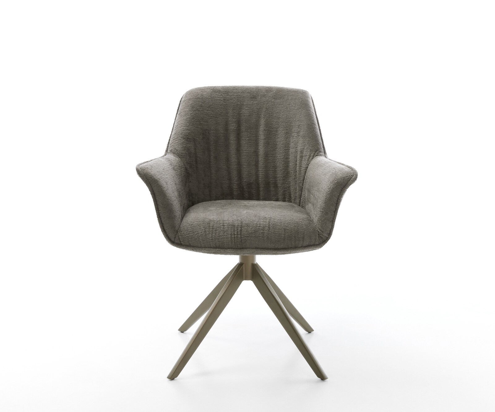 Drehstuhl Keila-Flex mit Armlehnen Bouclé Soft Schlamm Kreuzgestell breit Effektfinish Titan 360° drehbar Wippfunktion 1