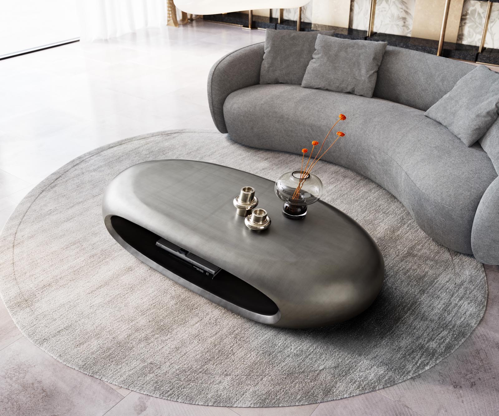 Couchtisch Sinor 140x65 cm Metallic Silber 3