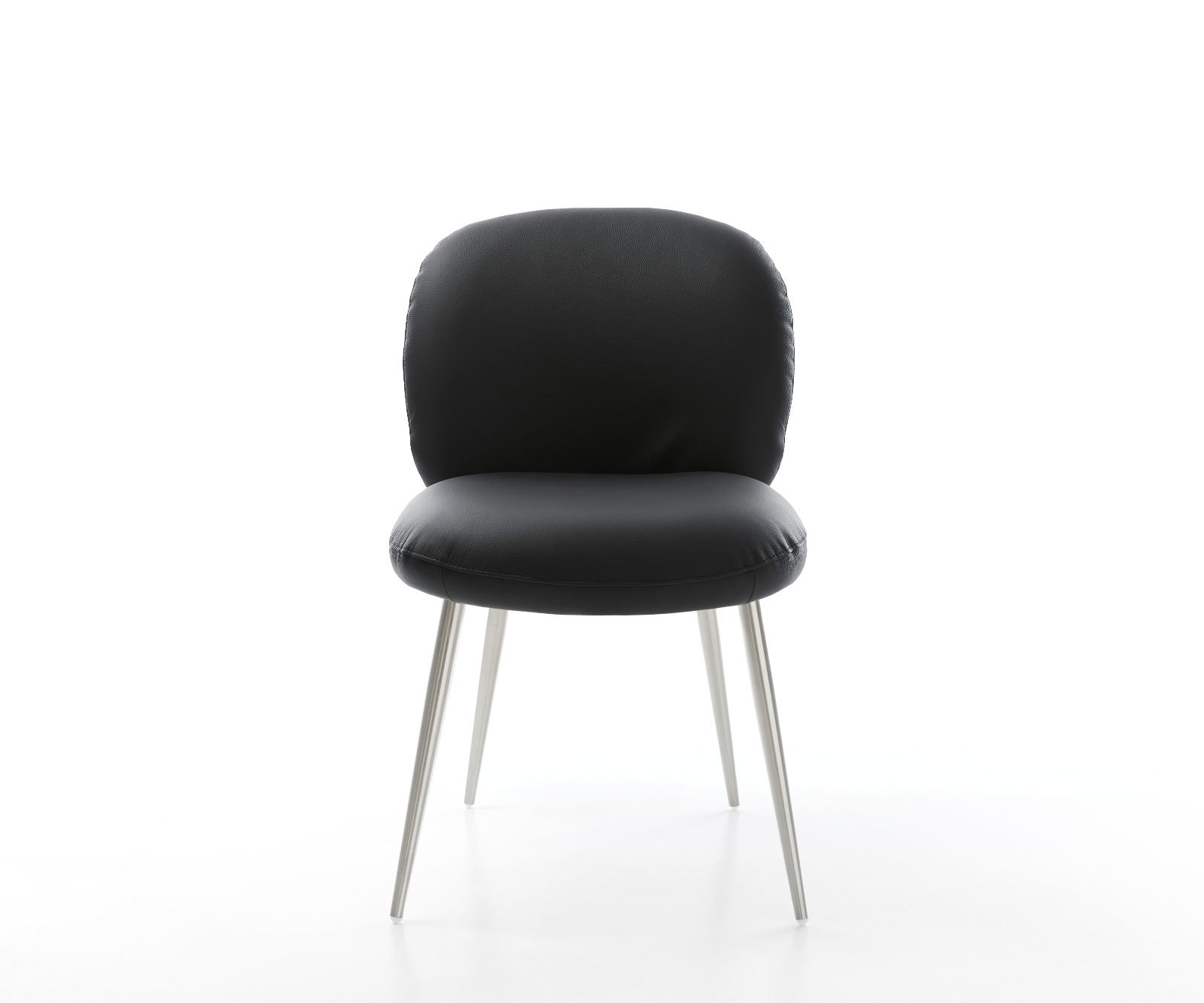 Esszimmerstuhl Nube-Flex Echt-Leder Schwarz 4-Fuß konisch Edelstahl Taschenfederkern 1 Esszimmerstuhl Nube-Flex Echt-Leder Schwarz 4-Fuß konisch Edelstahl Taschenfederkern 1