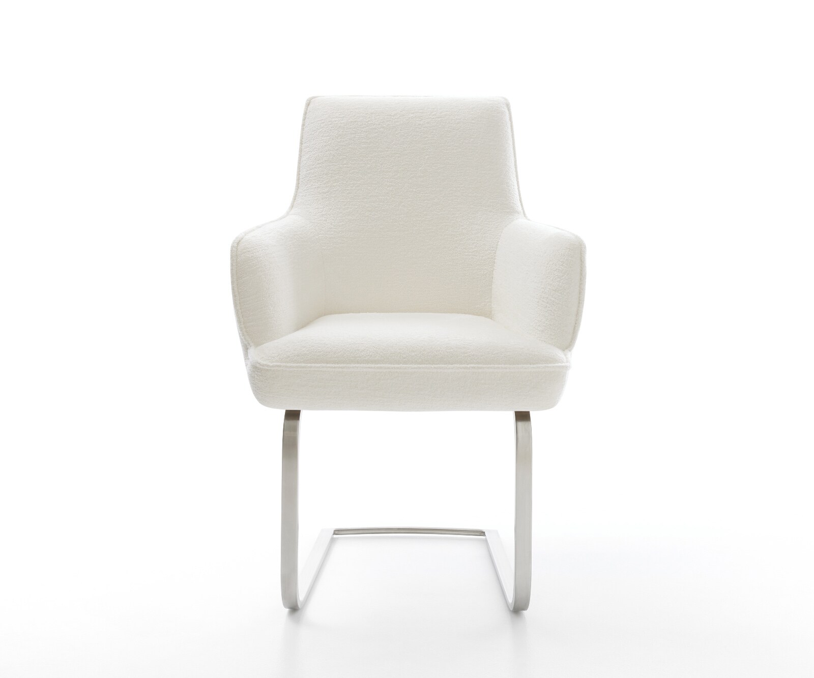 Freischwinger Heira-Flex mit Armlehnen Bouclé Soft Beige Freischwinger flach Edelstahl Taschenfederkern 2