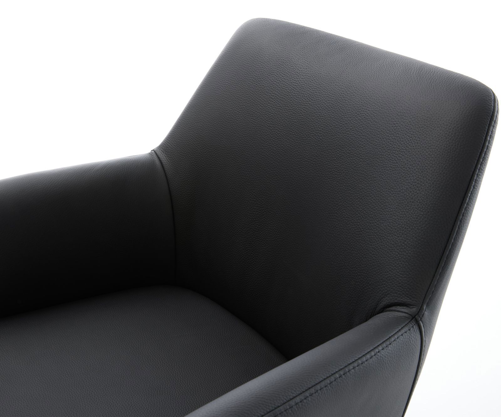 Drehstuhl Xana-Flex mit Armlehnen Echt-Leder Schwarz Kreuzgestell breit Effektfinish Titan 360° drehbar Taschenfederkern 3