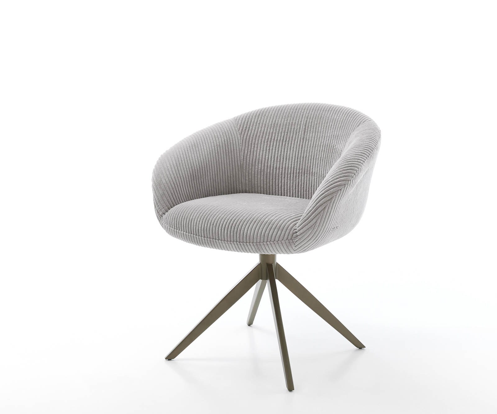 Drehstuhl Vinka-Flex mit Armlehnen Cord Silbergrau Kreuzgestell breit Effektfinish Titan 360° drehbar Taschenfederkern