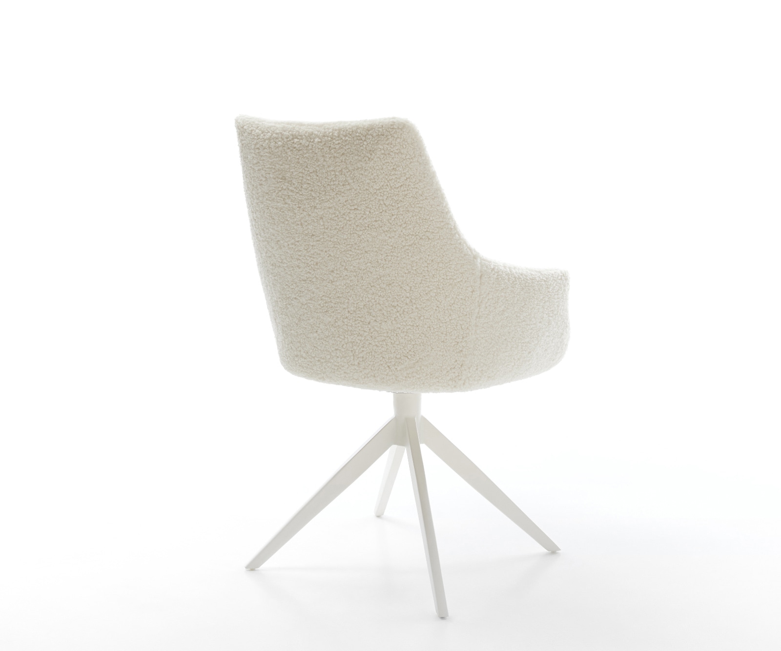 Drehstuhl Alja-Flex mit Armlehnen Teddystoff Beige Kreuzgestell breit Weiß 360° drehbar Wippfunktion Taschenfederkern 5