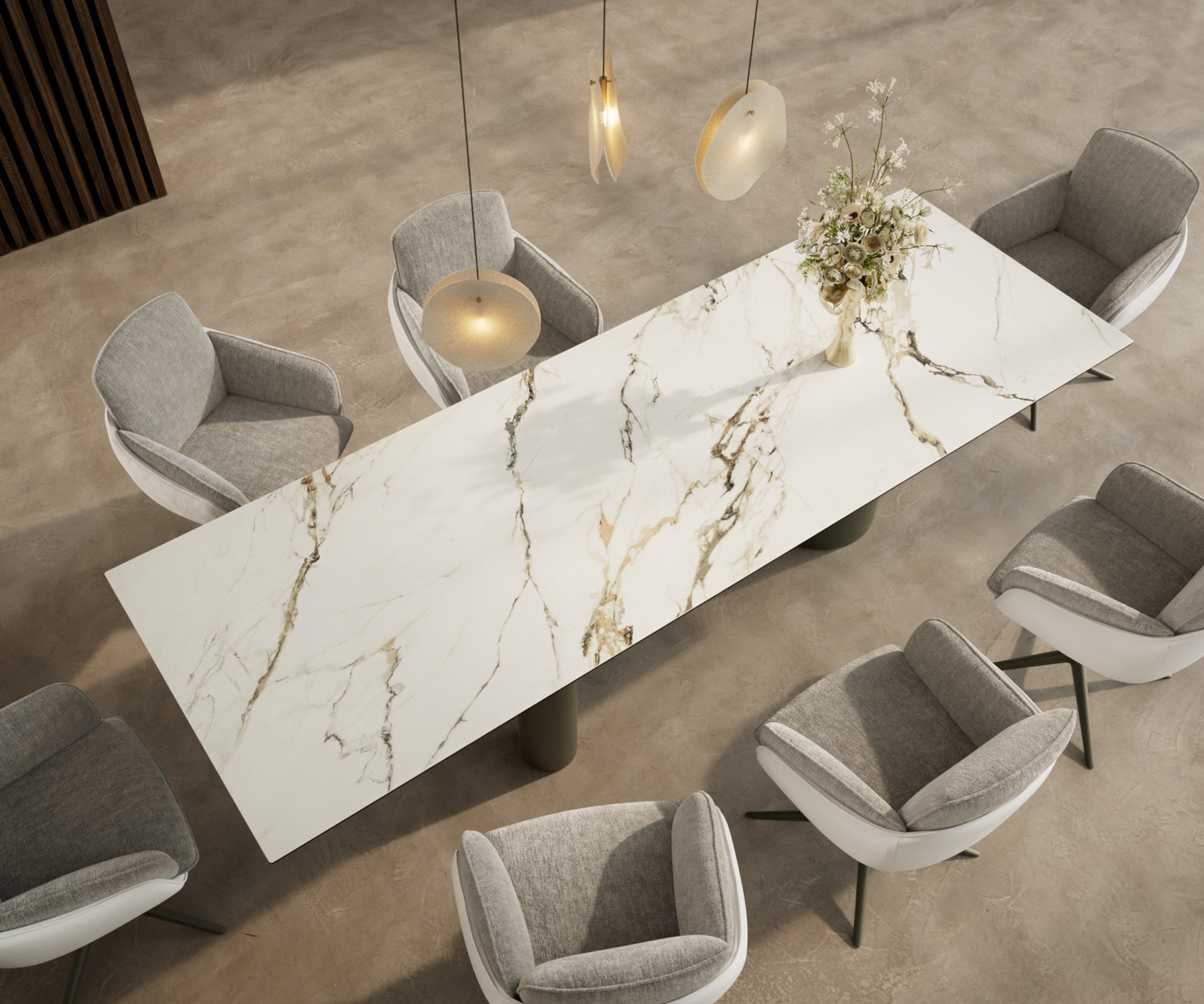 Esstisch Edge 300x100 Keramik Calacatta Luxe Weiß-Gold-Grau Troa Metall Effektfinish Titan 3 Esstisch Edge 300x100 Keramik Calacatta Luxe Weiß-Gold-Grau Troa Metall Effektfinish Titan 3