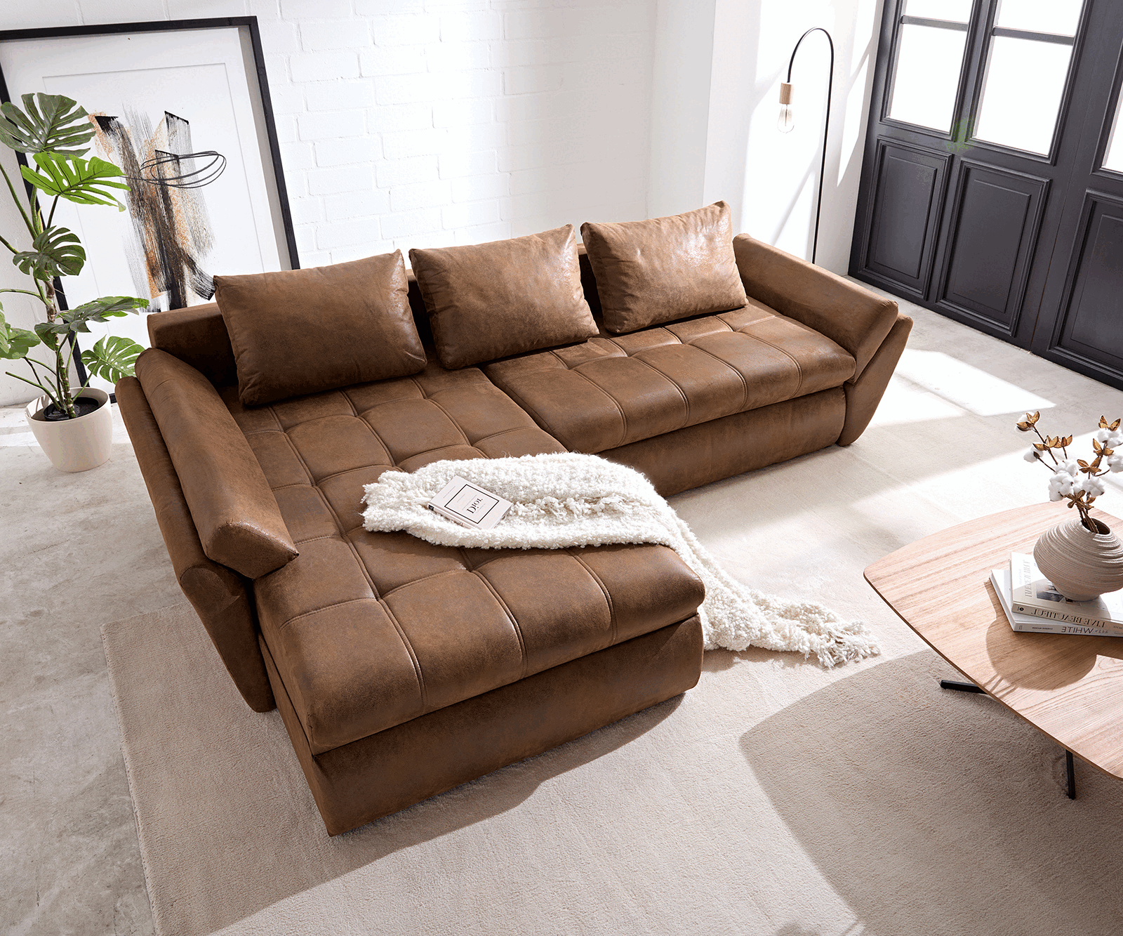 Ecksofa Loana 275x185 cm Braun mit Schlaffunktion  4