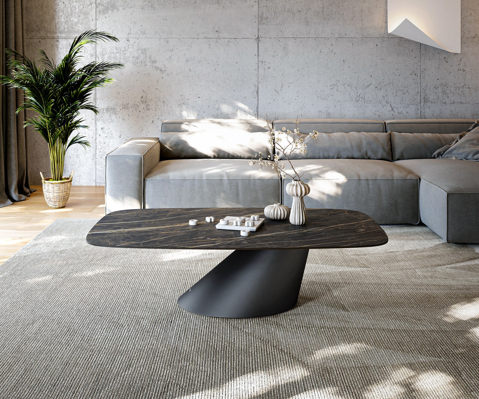 Couchtisch Edge Boot 140x80 cm Keramik Laminam® Noir Desir Braun Conis Meta günstig online kaufen