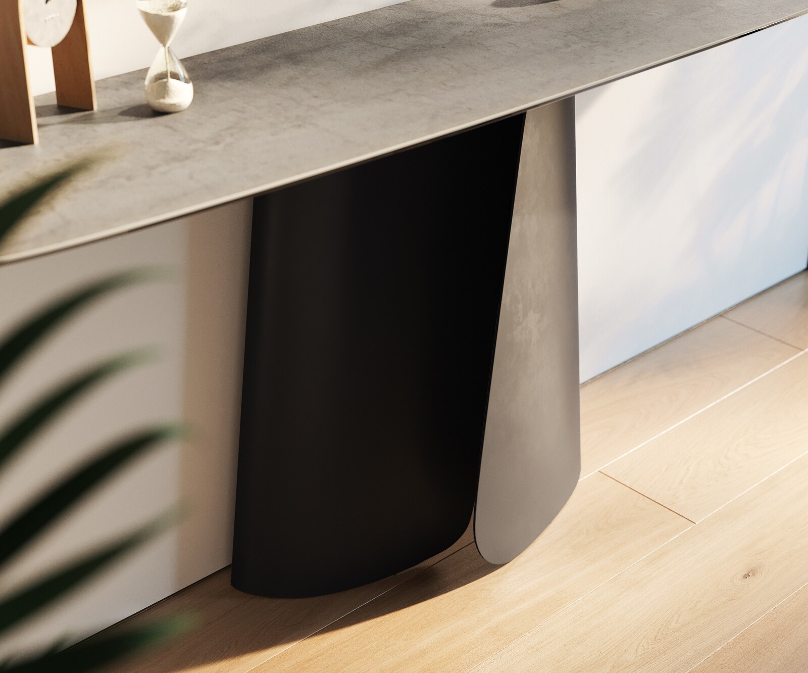 Konsolentisch Edge Boot 180x40 cm Keramik Beton Grau Livos Metall Schwarz 5