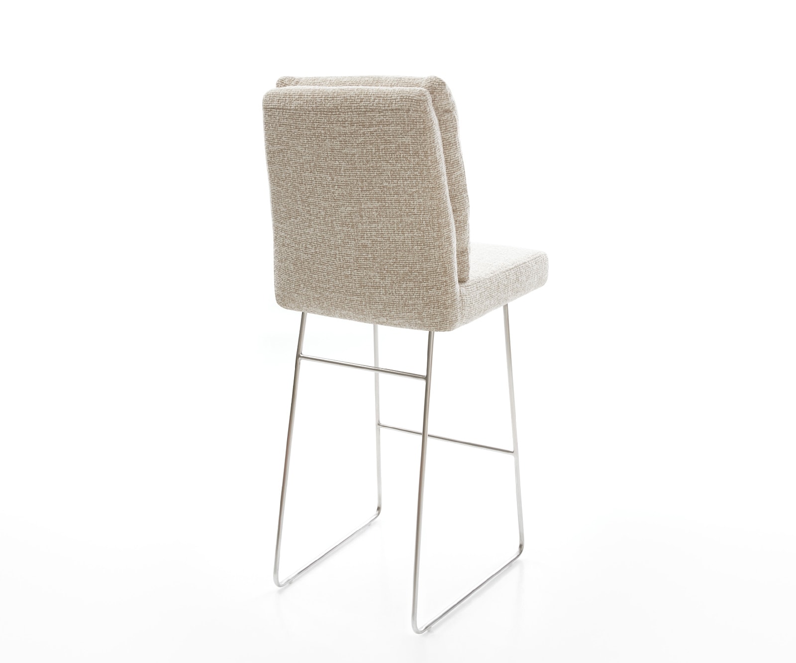 Barstuhl Pela-Flex Webstoff Soft Beige Kufengestell Edelstahl Silberfarben 4