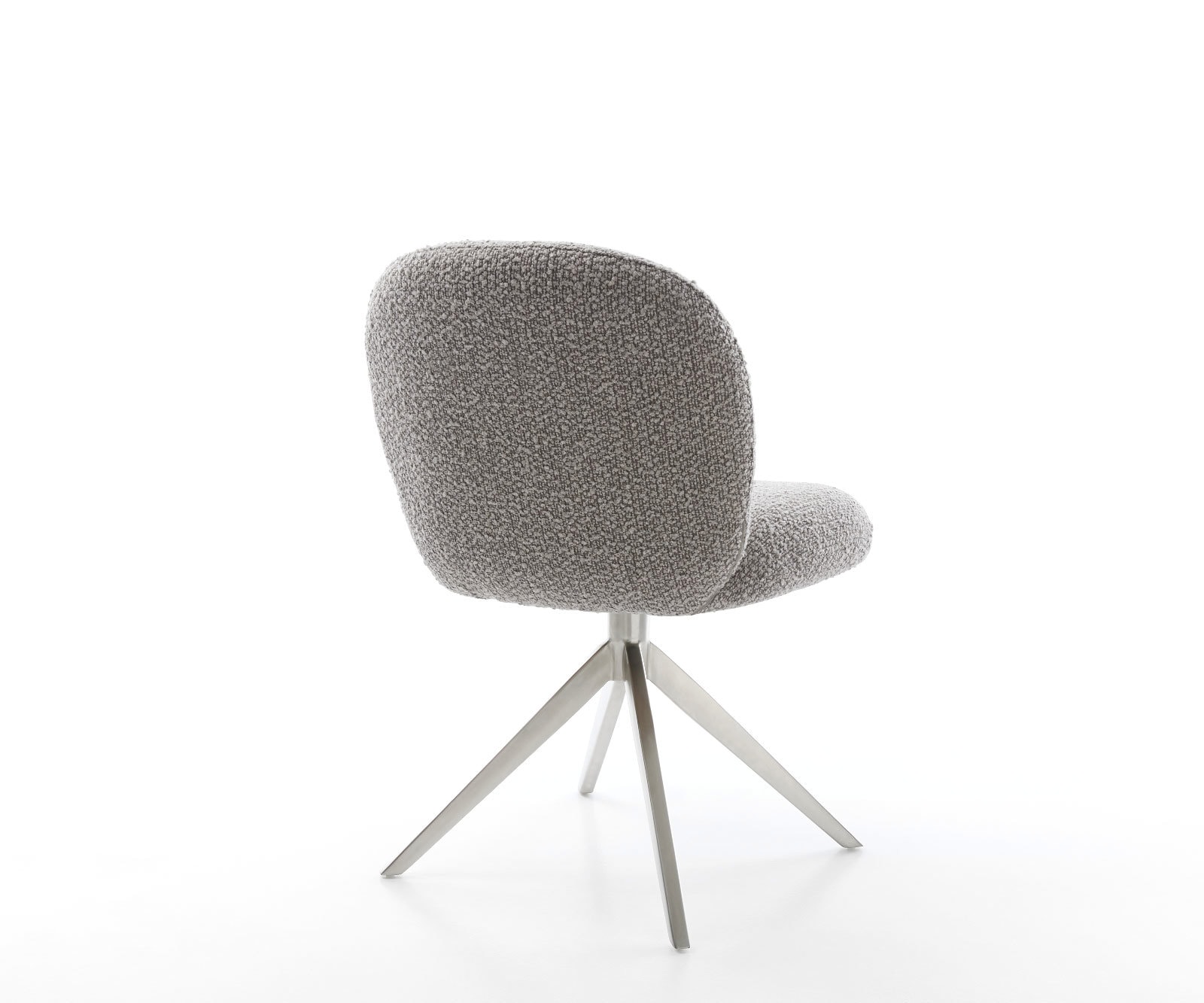 Drehstuhl Nube-Flex Bouclé Silbergrau Kreuzgestell breit Edelstahl 360° drehbar Taschenfederkern 4