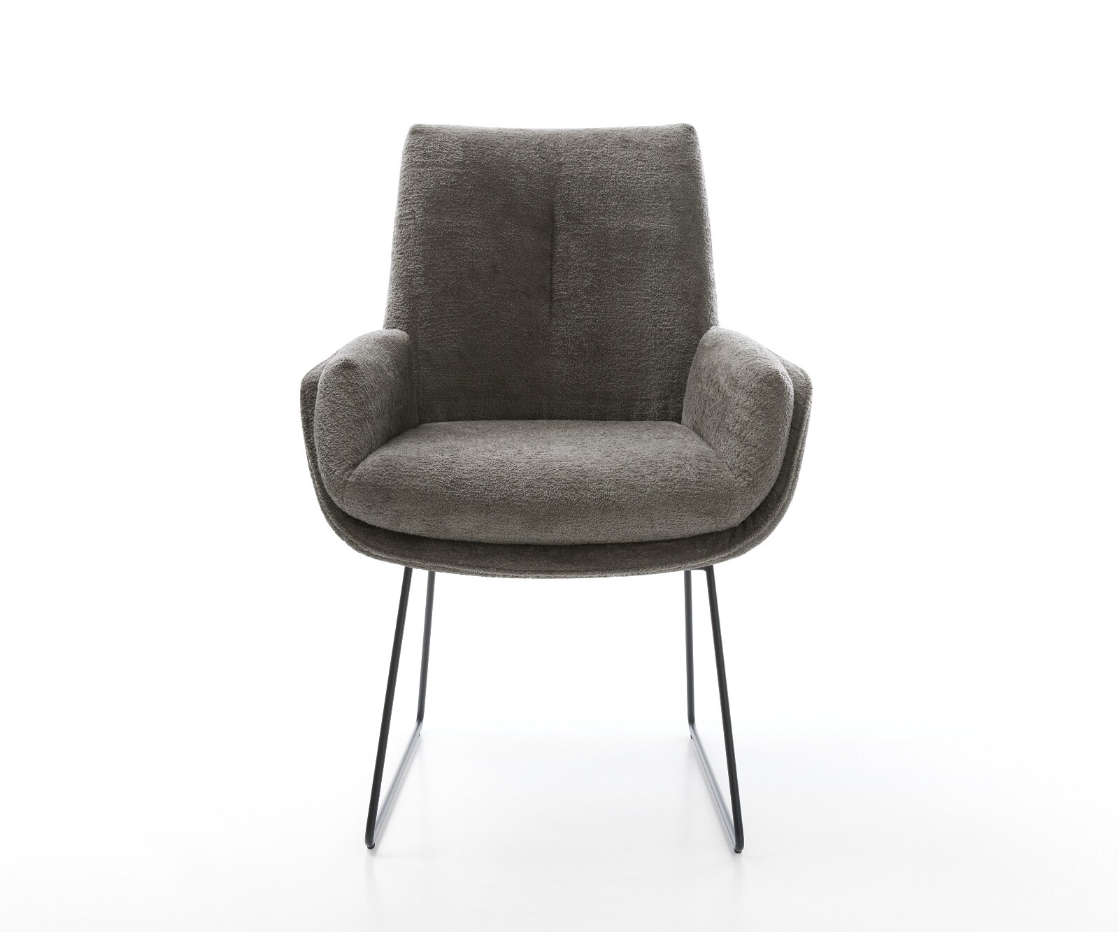 Esszimmerstuhl Clea-Flex Bouclé Soft Schlamm Kufengestell Schwarz 1