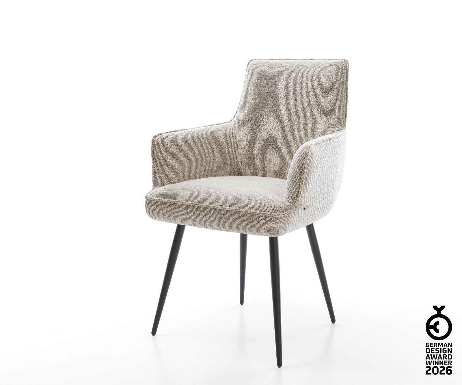 Esszimmerstuhl Heira-Flex mit Armlehnen Webstoff Soft Beige 4-Fuß konisch S günstig online kaufen