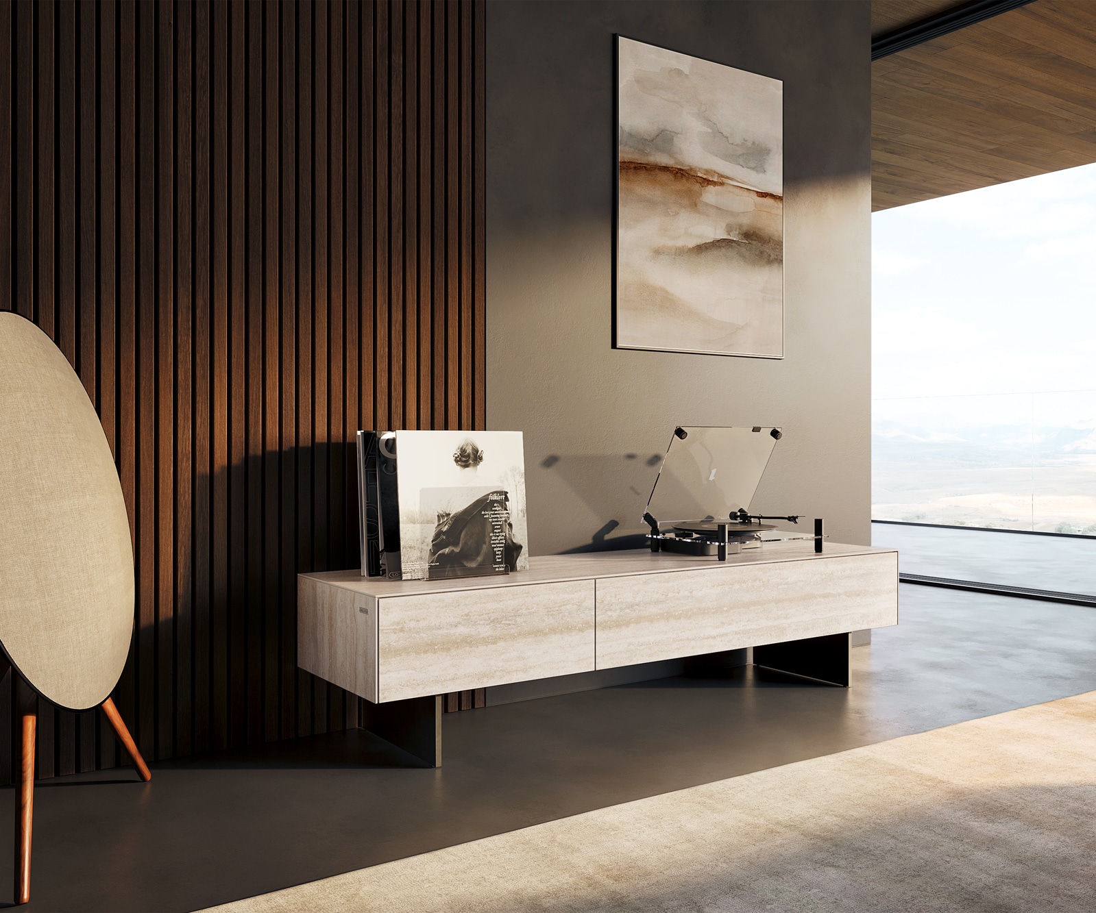 Lowboard Cuor 150 cm Keramik Laminam® Travertino Bianco Creme-Weiß 1 Klappe 1 Schubfach Fuß Schwebeoptik Metall Schwarz Lowboard Cuor 150 cm Keramik Laminam® Travertino Bianco Creme-Weiß 1 Klappe 1 Schubfach Fuß Schwebeoptik Metall Schwarz