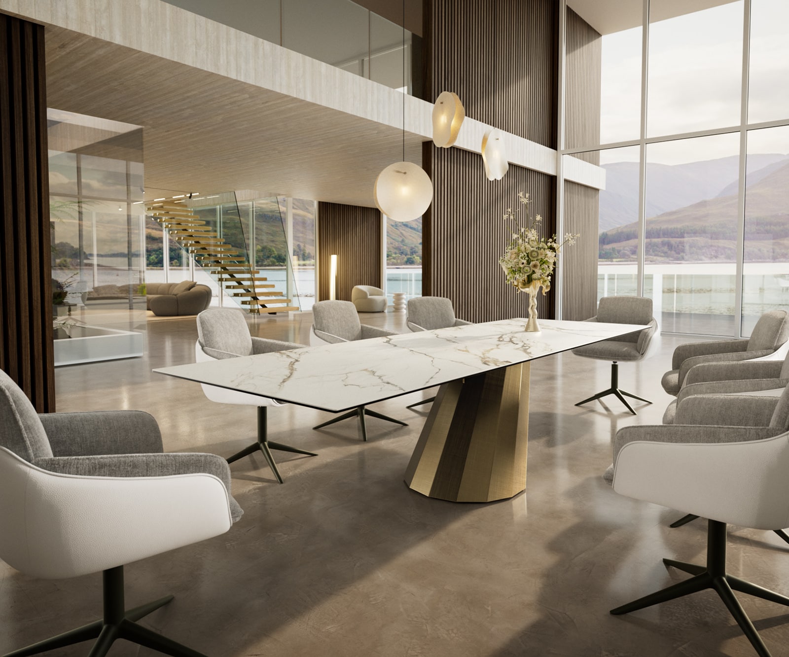 Esstisch Edge 300x100 Keramik Calacatta Luxe Weiß-Gold-Grau Parabel Metallic Gold 6 Esstisch Edge 300x100 Keramik Calacatta Luxe Weiß-Gold-Grau Parabel Metallic Gold 6