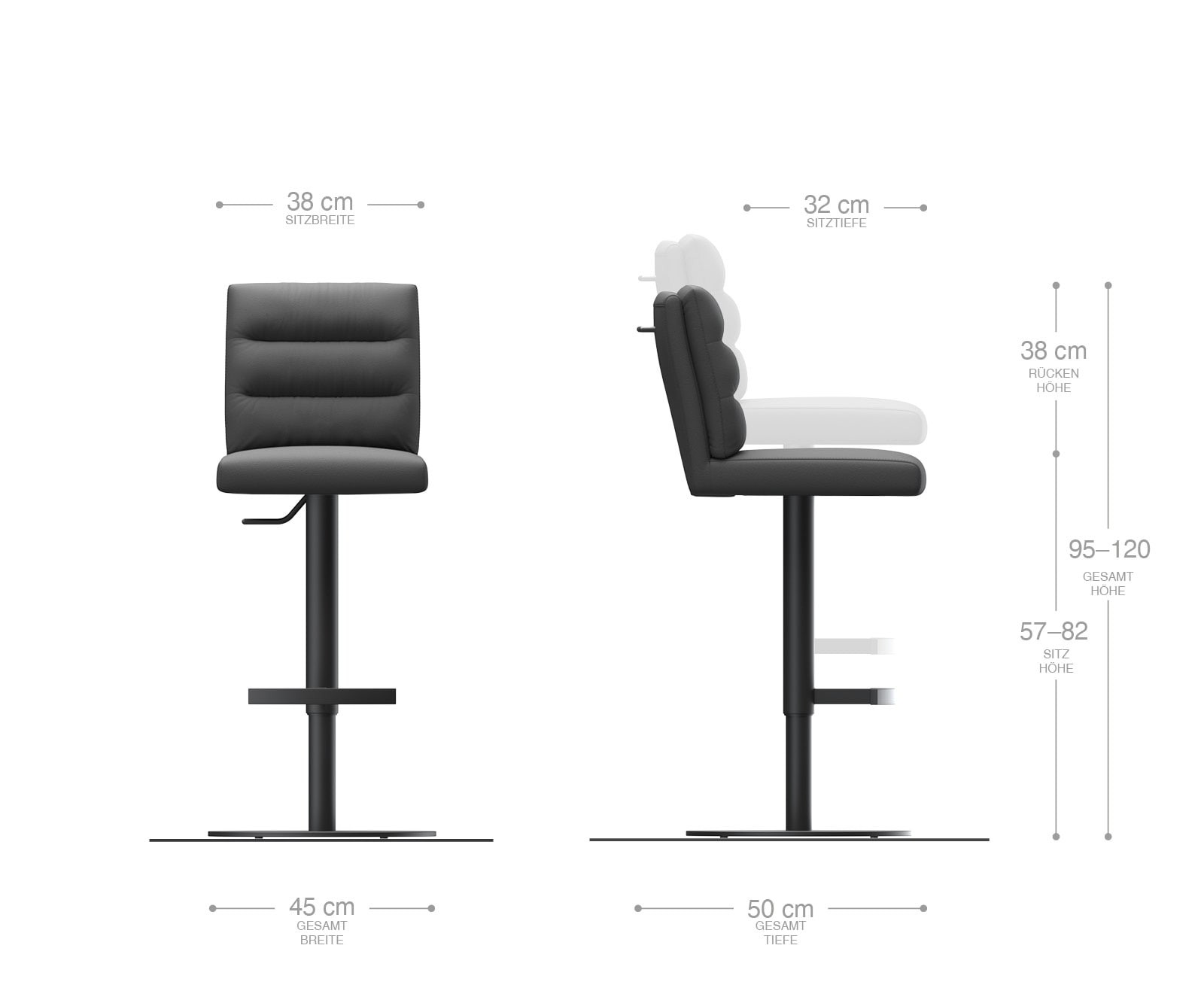 Barstuhl Pela-Flex Stripes Mint Drehfuß höhenverstellbar Metall 4