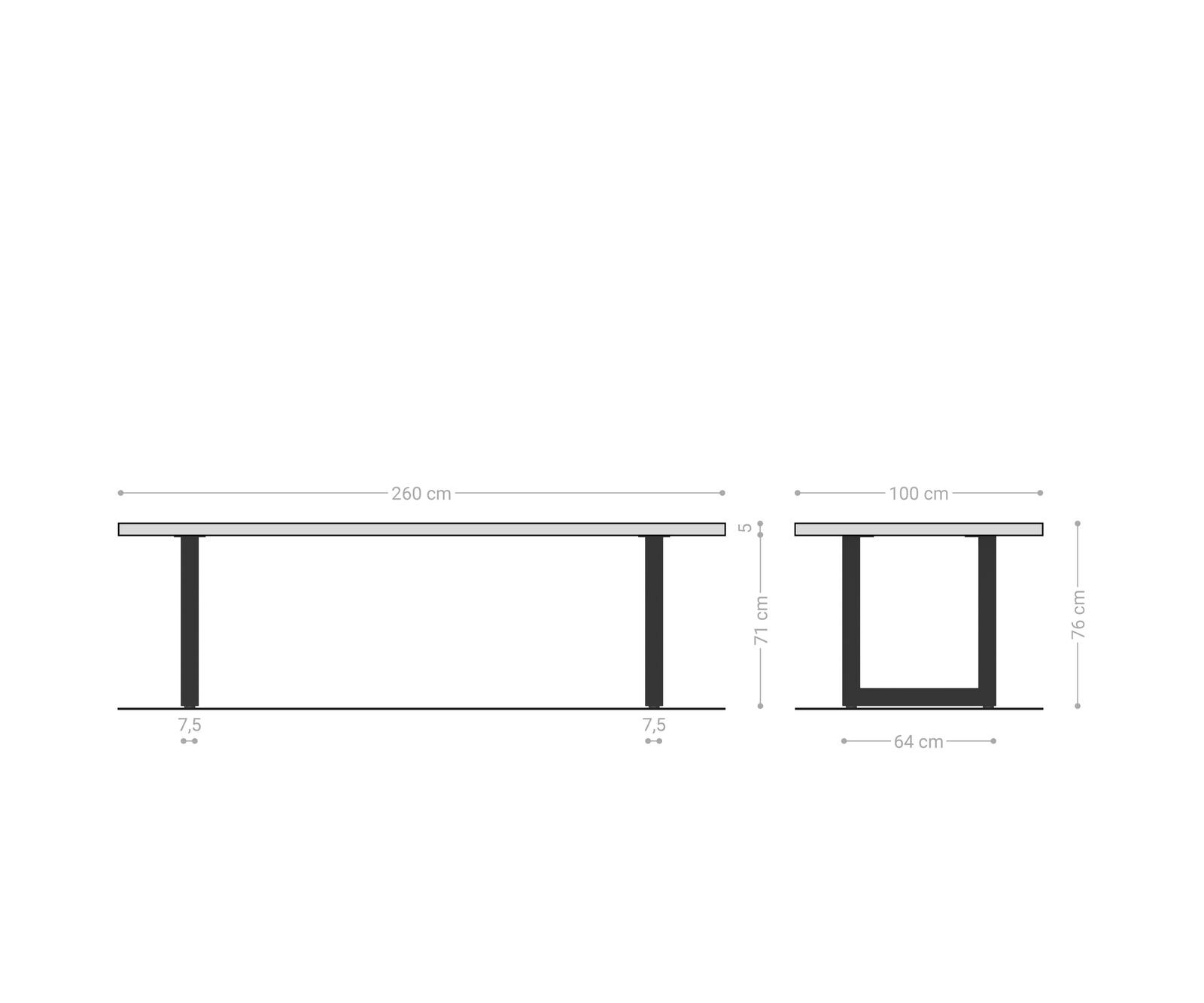 Esstisch Edge 260x100 Eiche Natur Edelstahl Breit Live-Edge 8