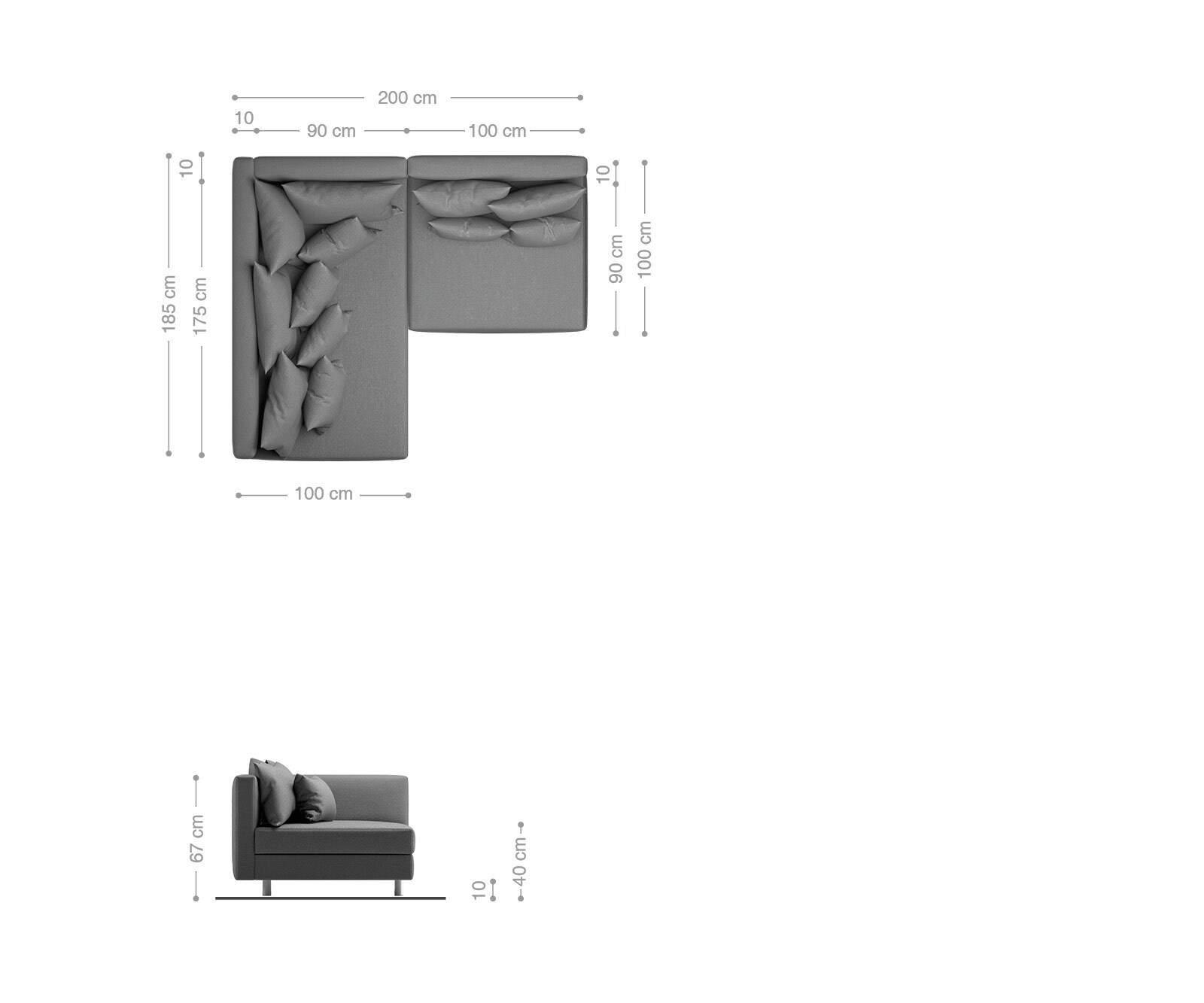 Ecksofa Clovis Weiss Schwarz Ottomane Links Modulsofa 6