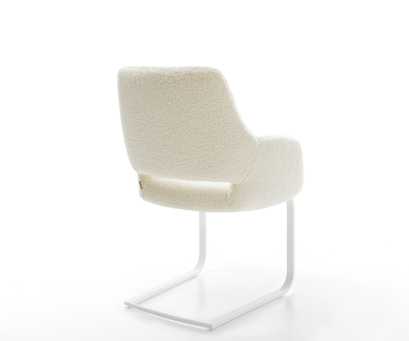 Freischwinger Yago-Flex mit Armlehnen Teddystoff Beige Freischwinger flach Weiß Taschenfederkern 4