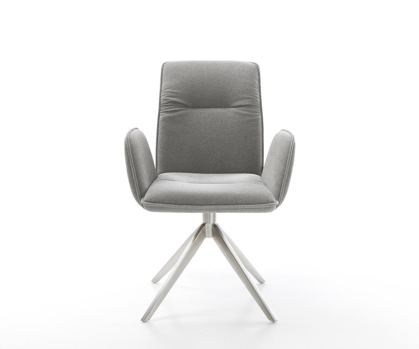 Drehstuhl Vinja-Flex Strukturstoff Soft Grau Kreuzgestell breit Edelstahl 360° drehbar Wippfunktion 1