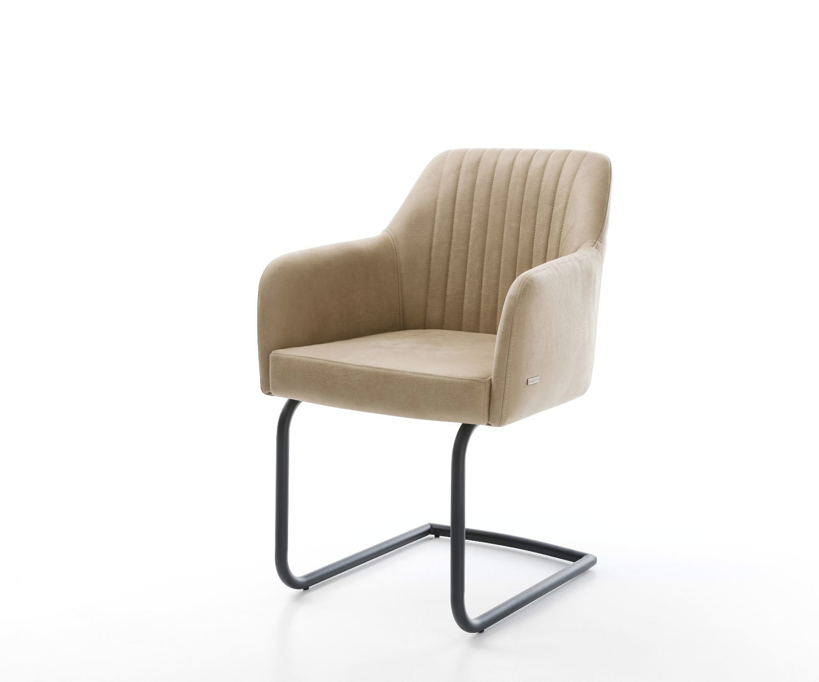 Freischwinger Greg-Flex Mikrofaser Beige Vintage Freischwinger rund Schwarz günstig online kaufen
