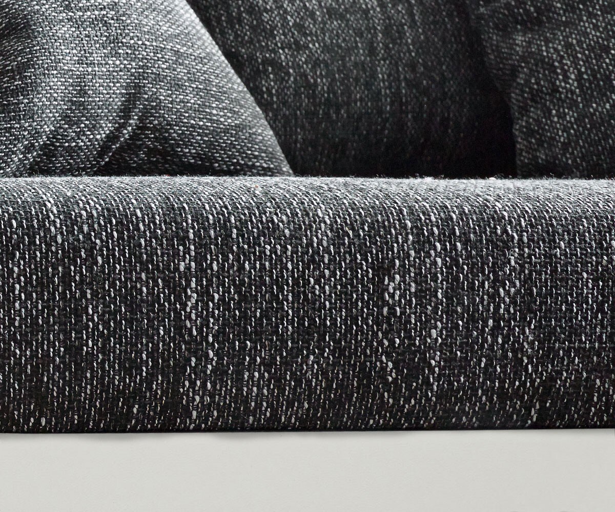 Ecksofa Clovis Weiss Schwarz mit Hocker Ottomane Rechts modular 4