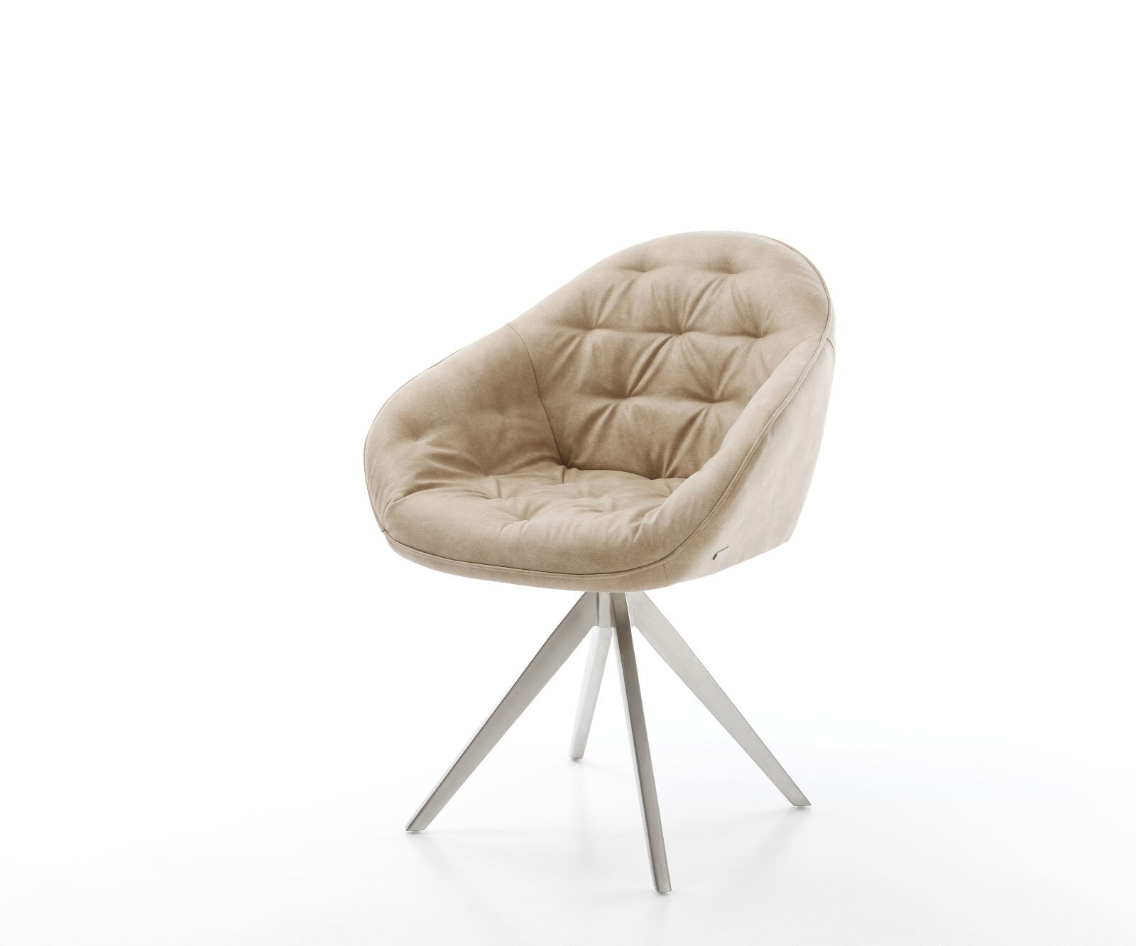 Esszimmerstuhl Gaio-Flex Mikrofaser Beige Vintage Kreuzgestell kantig Edelstahl