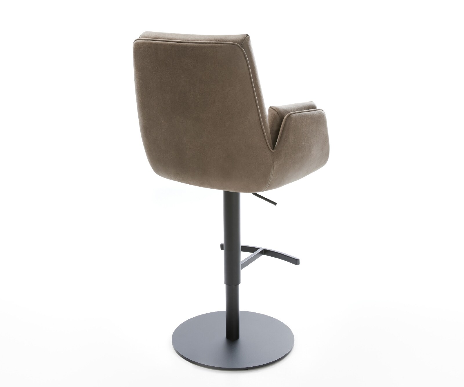 Barstuhl Clea-Flex Mikrofaser Taupe Vintage Drehfuß höhenverstellbar Metall Schwarz 4