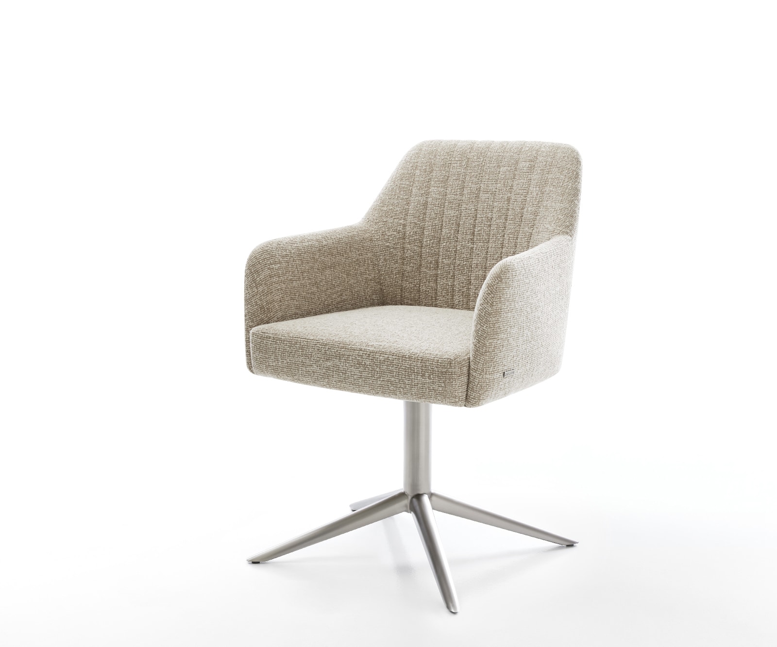 Chaise-pivotante Greg-Flex tissu tissé doux beige pied de chaise 4 branches acier inoxydable pivotement sur 360° fonction bascule resorts ensachés