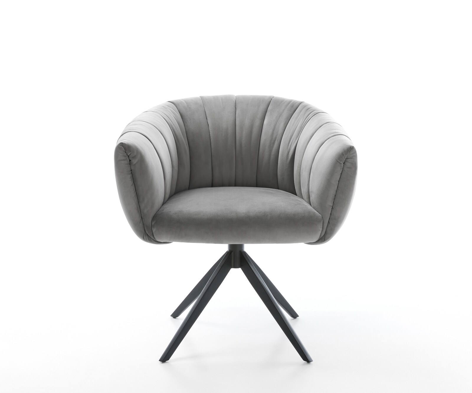 Drehstuhl Jada-Flex Samt Grau Kreuzgestell breit Schwarz 360° drehbar Wippfunktion Taschenfederkern 2